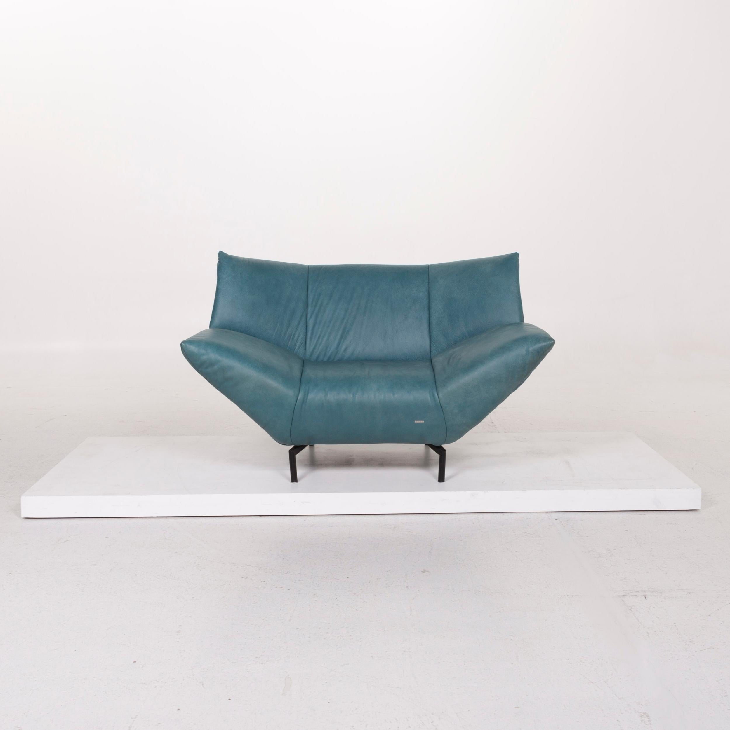 We bring to you a Koinor leather sofa set turquoise blue green 1x two-seat 1x armchair.
    
 

 Product measurements in centimeters:
 

Depth 92
Width 187
Height 81
Seat-height 41
Rest-height 55
Seat-depth 59
Seat-width