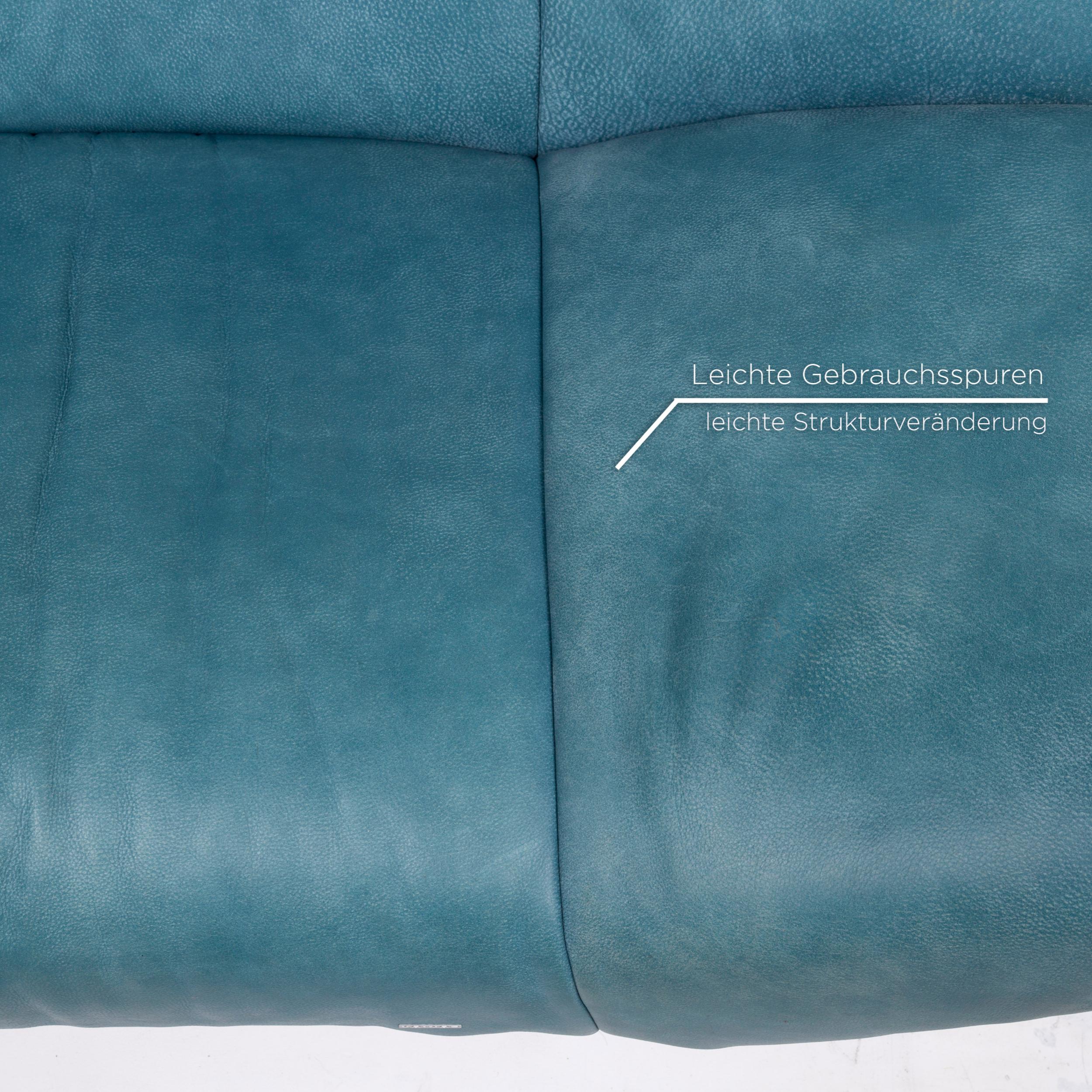 turquoise blue leather sofa