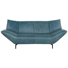 Koinor Leather Sofa Turquoise Blue Green Two-Seat