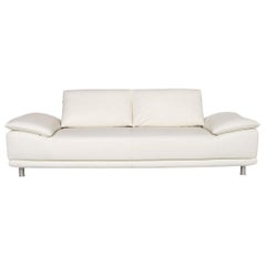 Koinor Leather Sofa White Three-Seat Function Couch