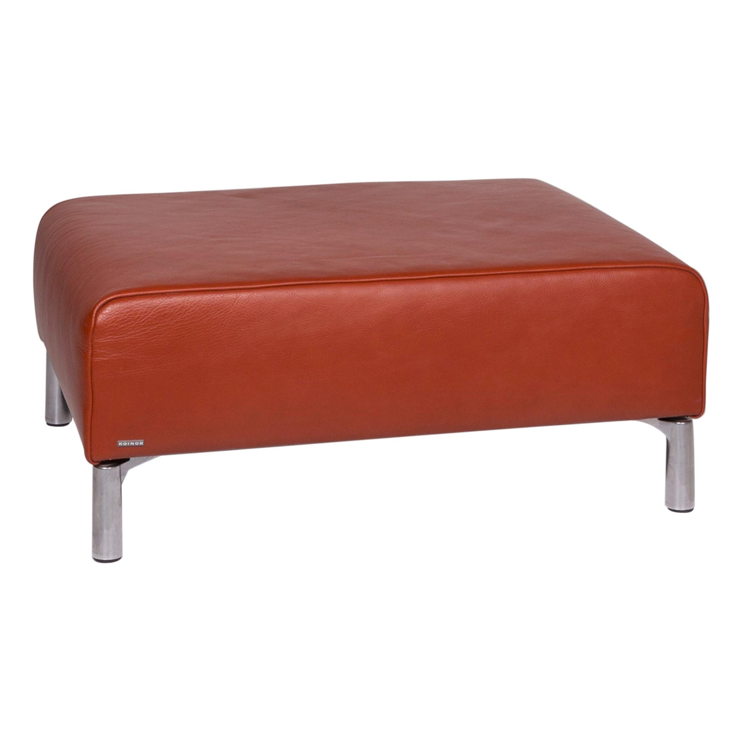 Koinor Leather Stool Brown Stool Ottoman For Sale