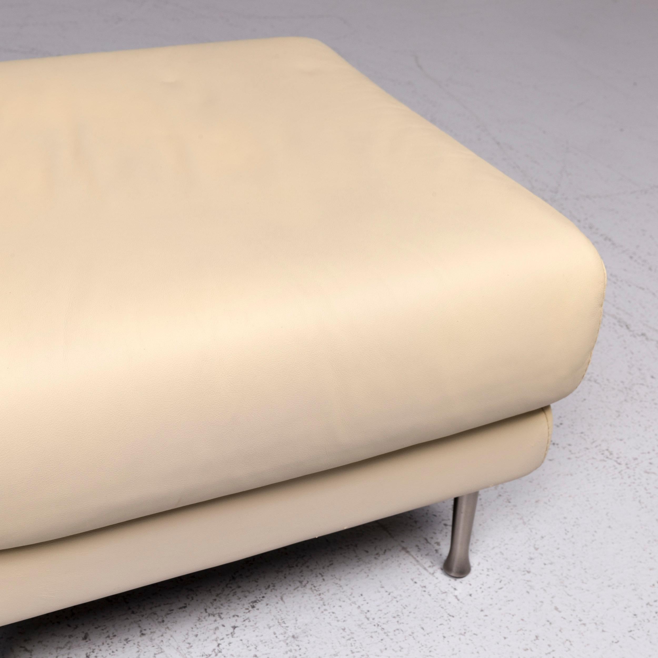 Koinor Leather Stool Cream Stool In Good Condition For Sale In Cologne, DE
