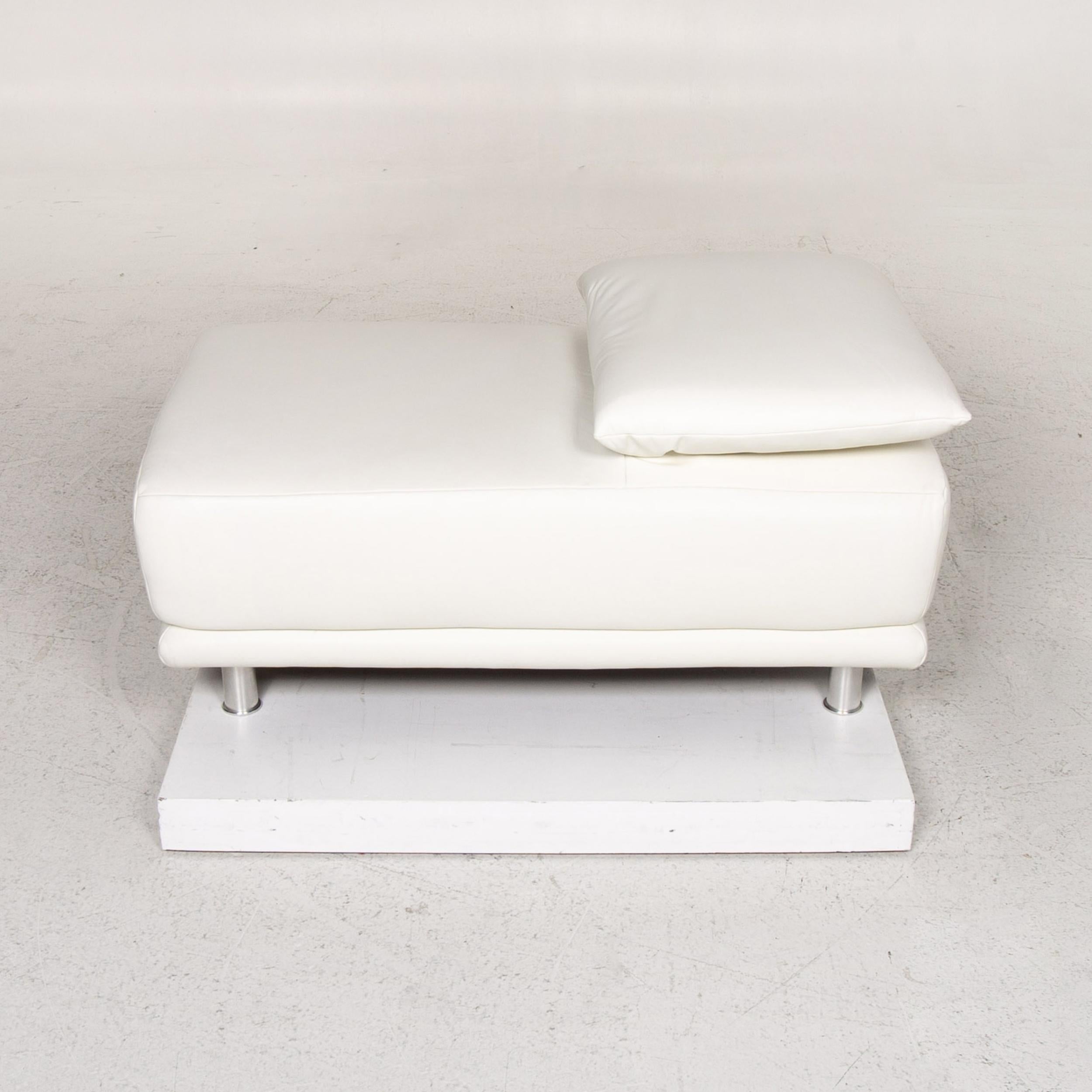 Contemporary Koinor Leather Stool White Ottoman For Sale