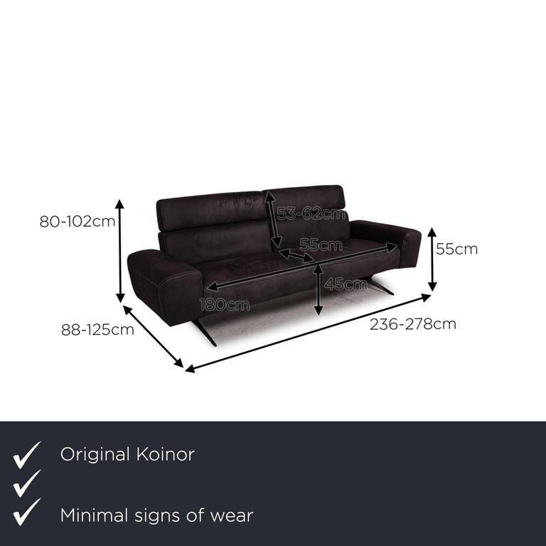 Koinor Monroe Leather Sofa Gray ThreeSeater Couch Function For Sale at