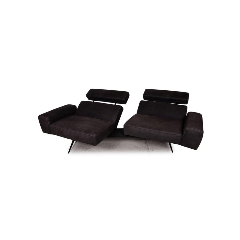 Koinor Monroe Leather Sofa Gray ThreeSeater Couch Function For Sale at