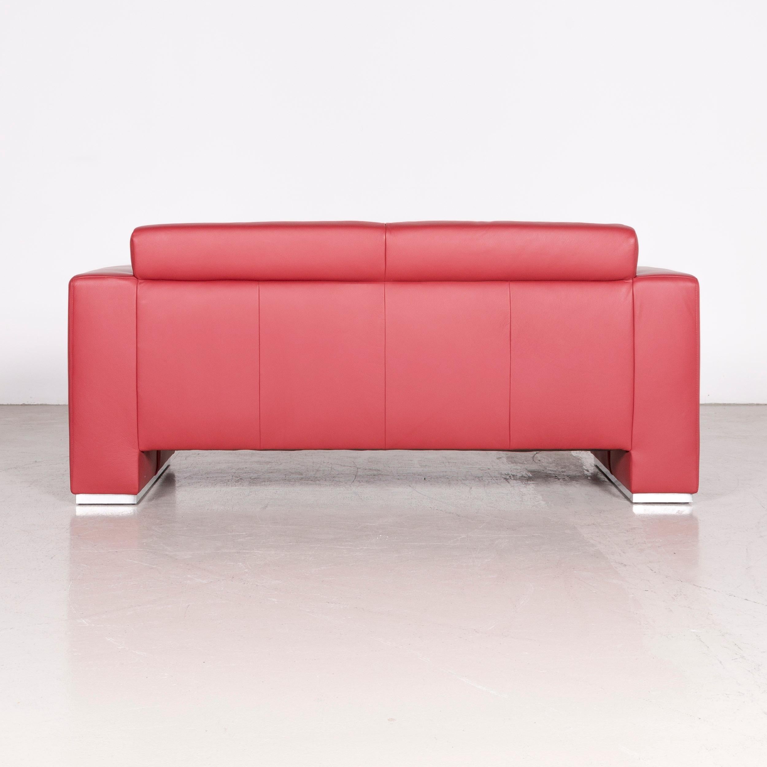 Contemporary Koinor Nove Designer Leather Sofa Red Real Leather Two-Seat Couch