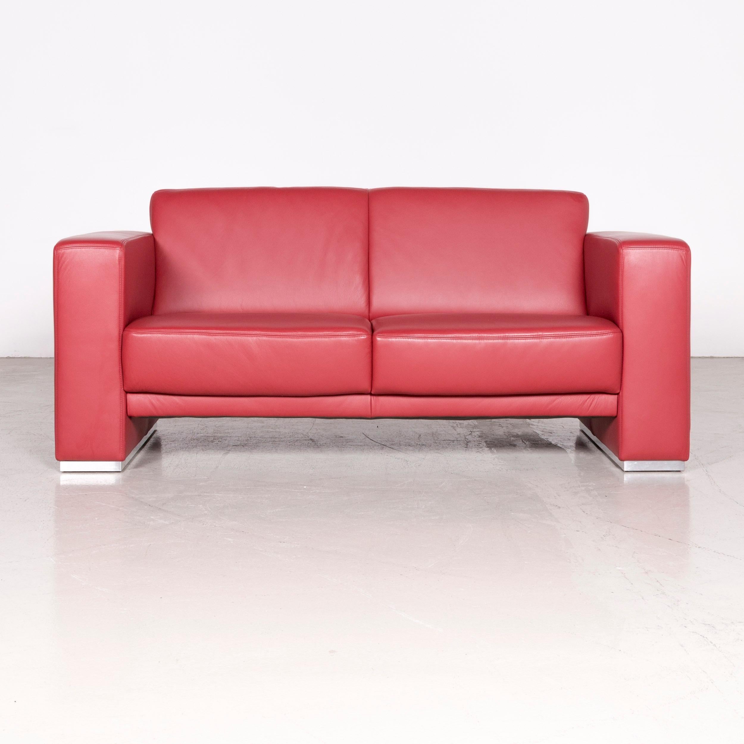 Koinor Nove Designer Leather Sofa Red Two-Seat Couch 6