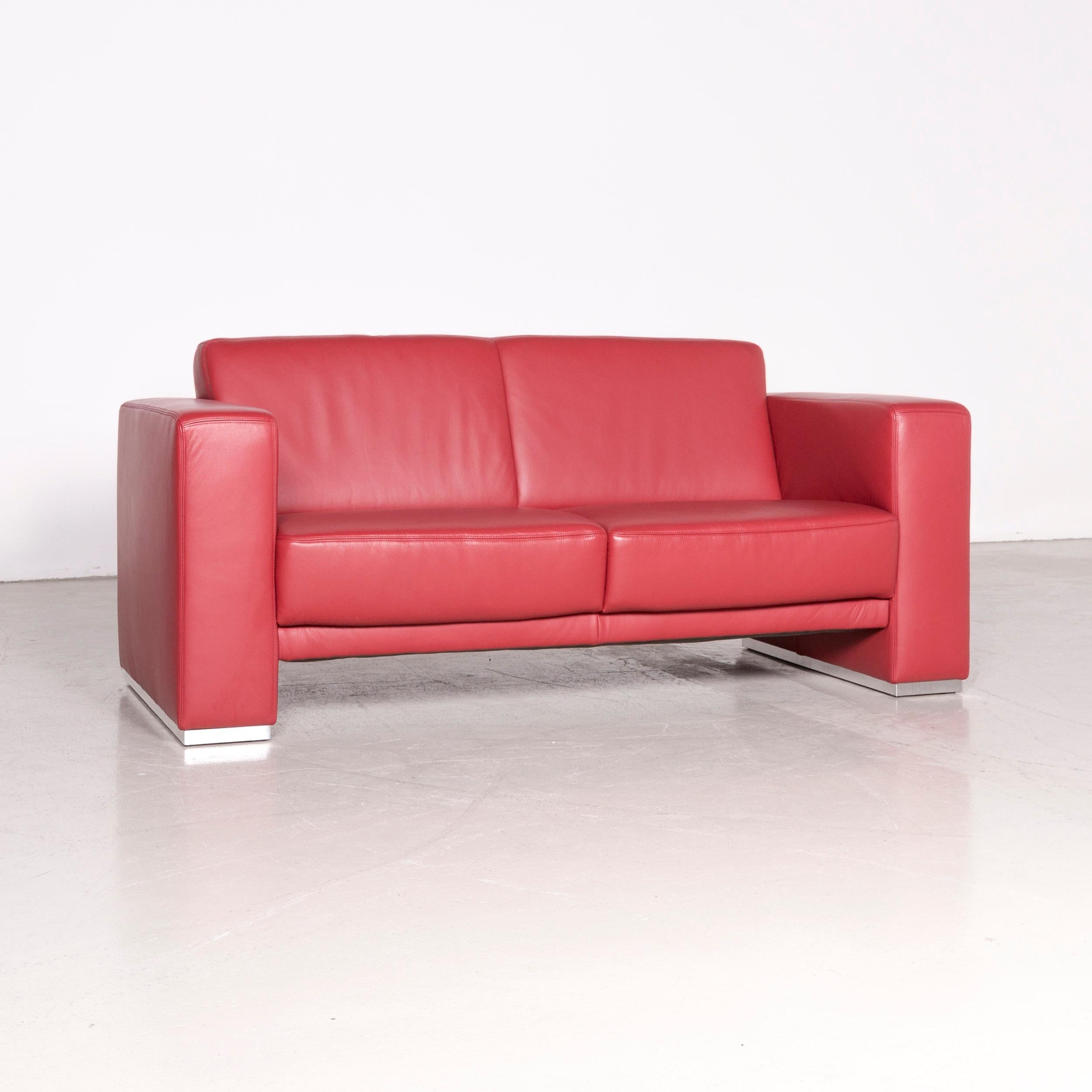 Koinor Nove Designer Leather Sofa Red Two-Seat Couch 8