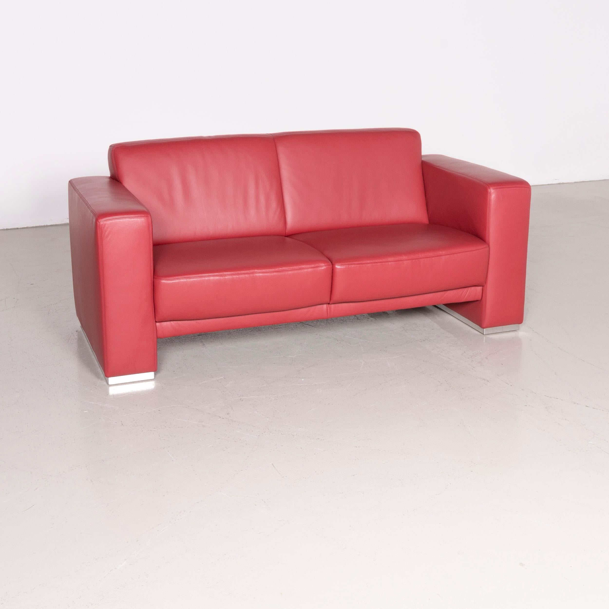 Koinor Nove designer leather sofa red two-seat couch.
