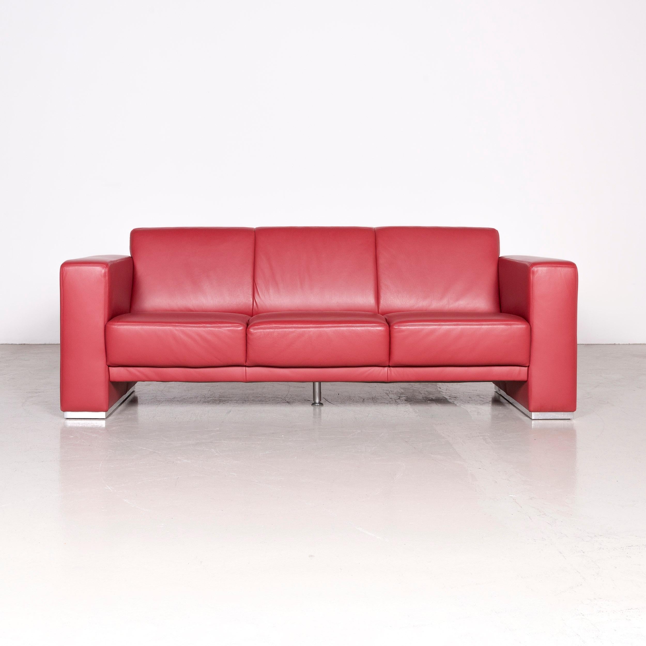 Koinor Nove designer leather sofa red two-seat couch.