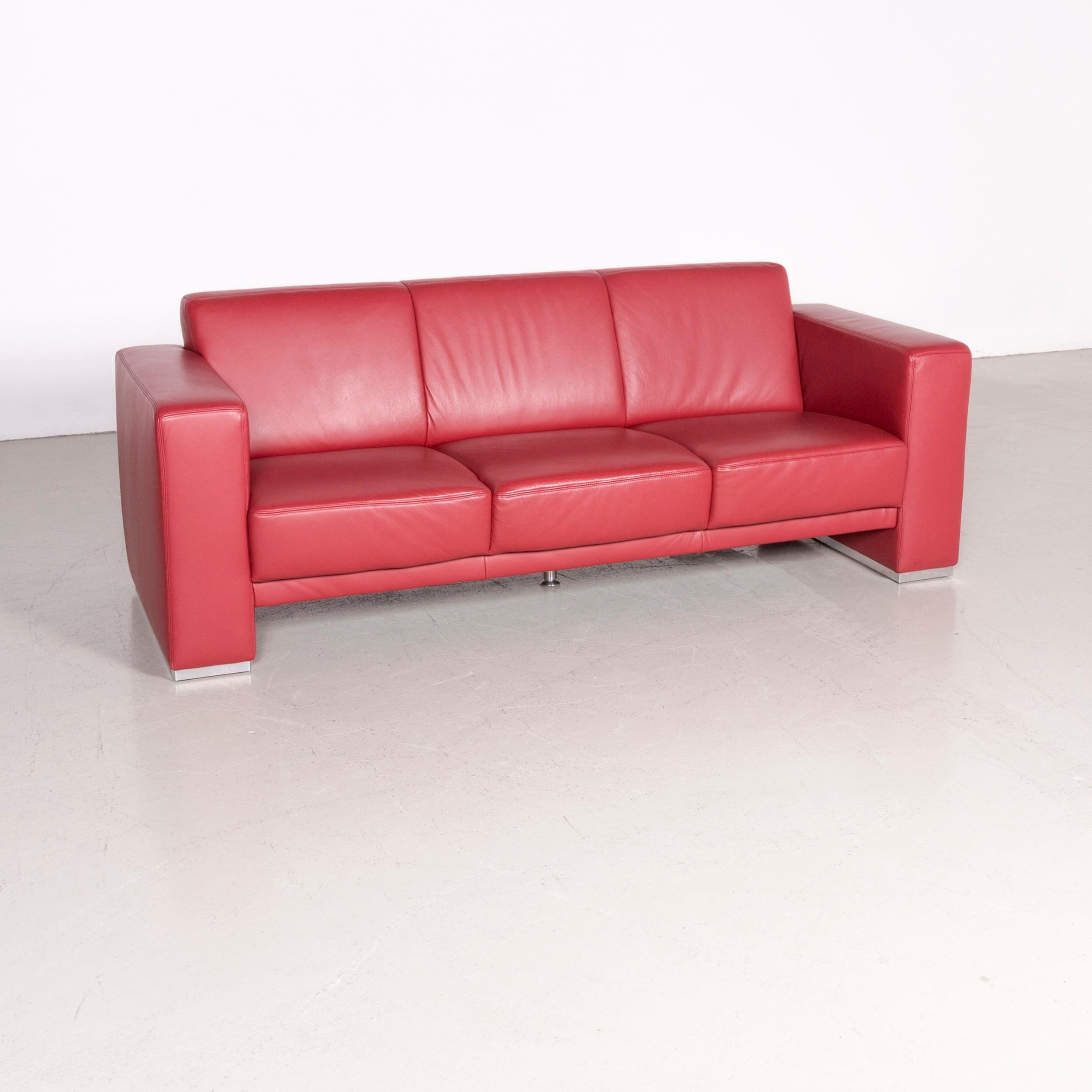 Modern Koinor Nove Designer Leather Sofa Red Two-Seat Couch