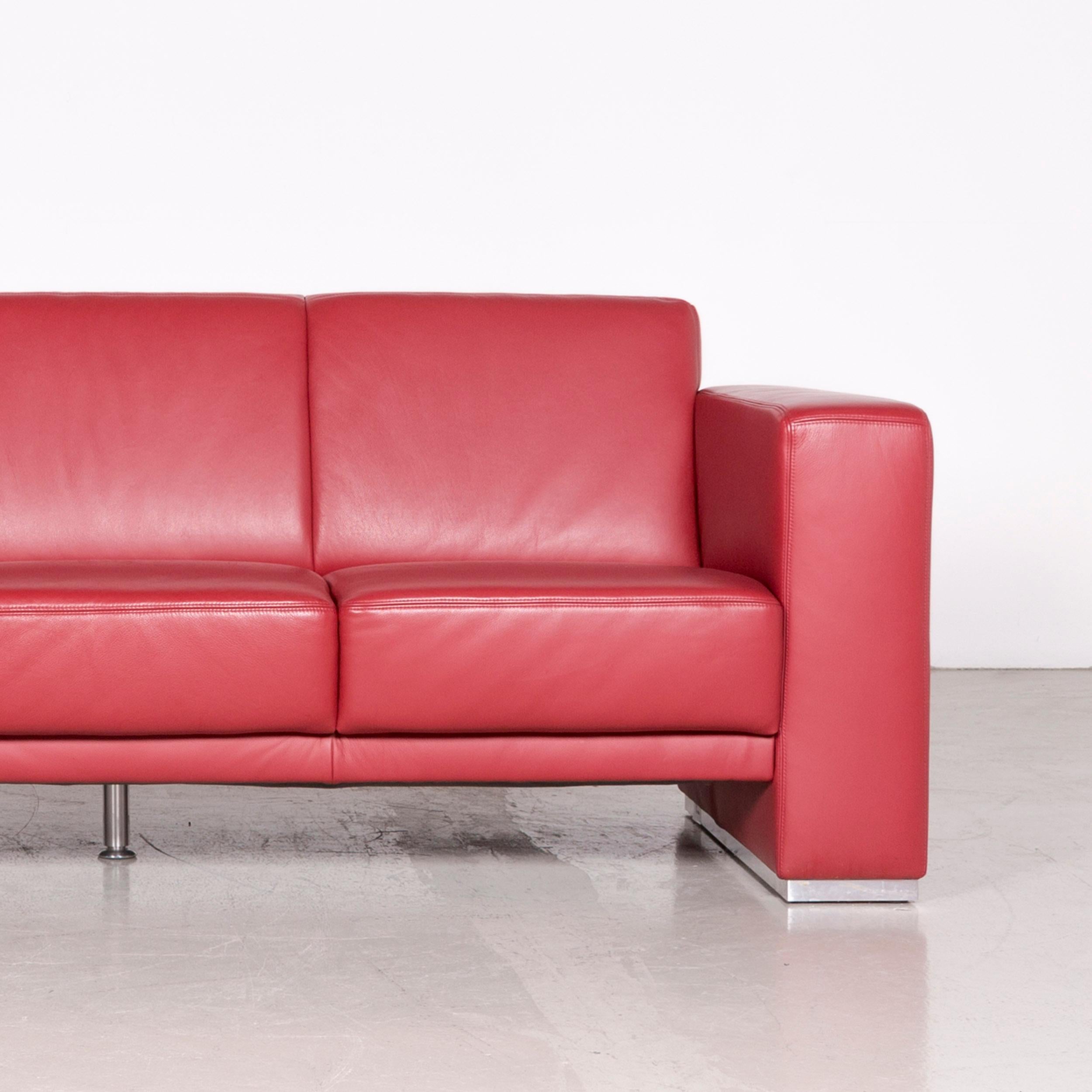 German Koinor Nove Designer Leather Sofa Red Two-Seat Couch
