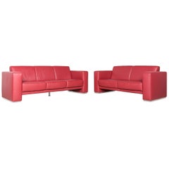 Koinor Nove Designer Leather Sofa Red Two-Seat Couch