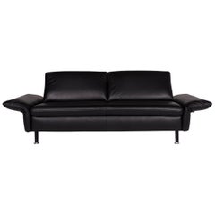 Koinor Omega Ledersofa Schwarz Zweisitzer Funktionscouch