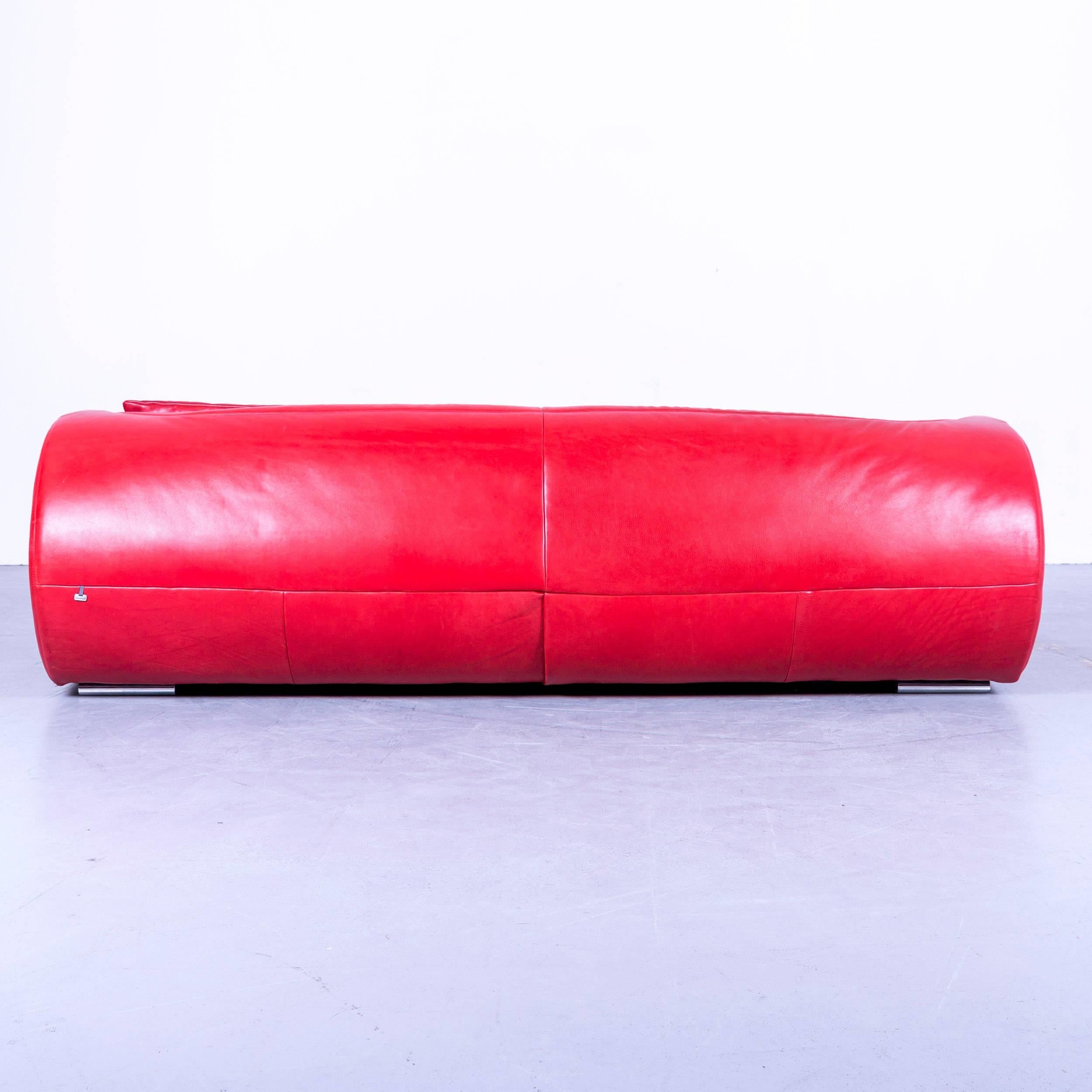 Koinor Perlen-Designer-Sofa Rote Leder-Dreisitzer-Kommode Made in Germany 4