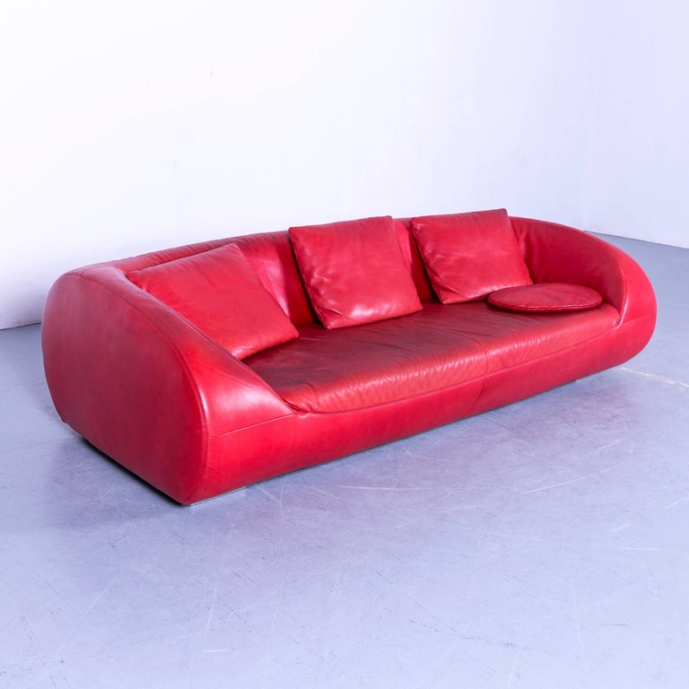 Koinor Pearl Designer Sofa Red Leather ThreeSeat Couch Made in Germany