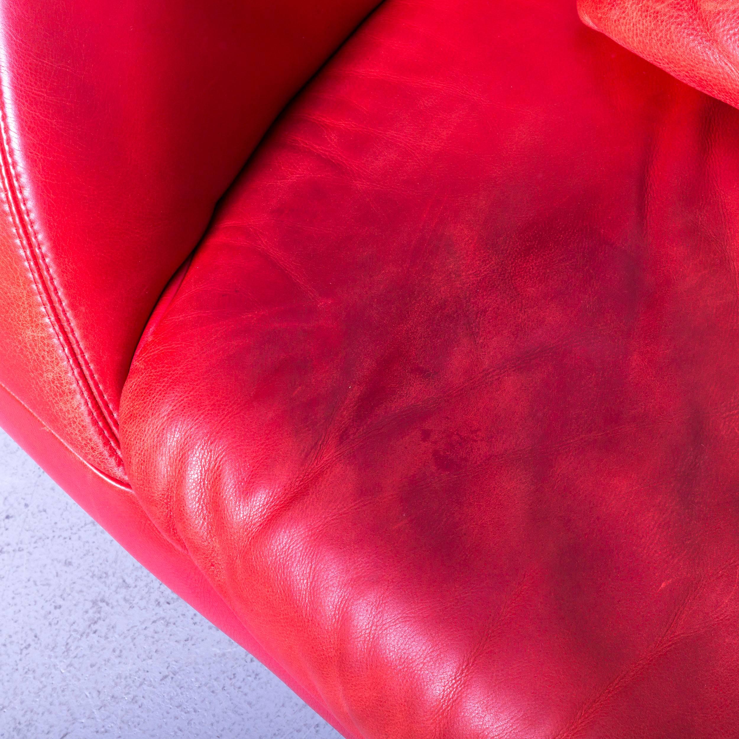 Koinor Perlen-Designer-Sofa Rote Leder-Dreisitzer-Kommode Made in Germany (Deutsch)