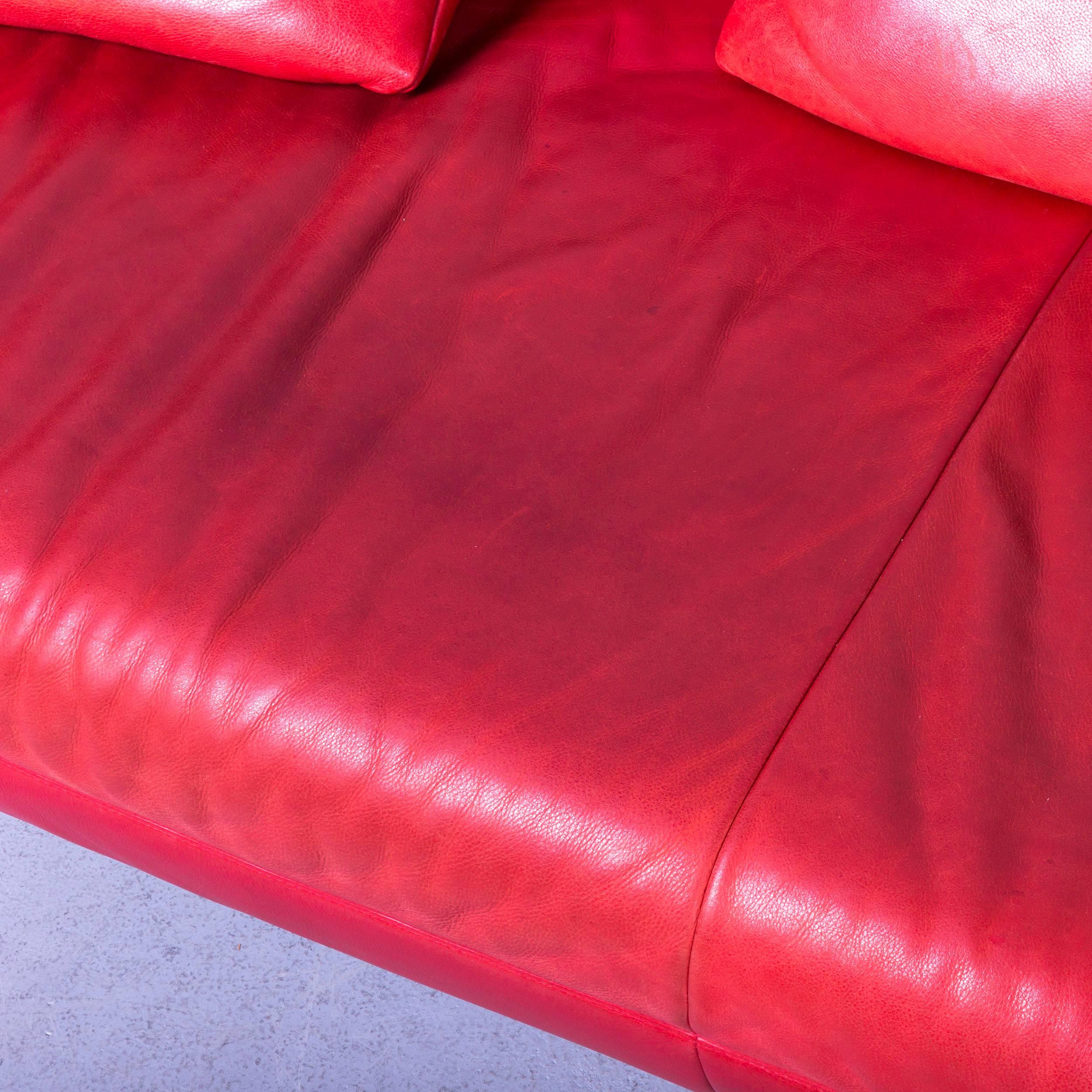 Koinor Perlen-Designer-Sofa Rote Leder-Dreisitzer-Kommode Made in Germany (21. Jahrhundert und zeitgenössisch)
