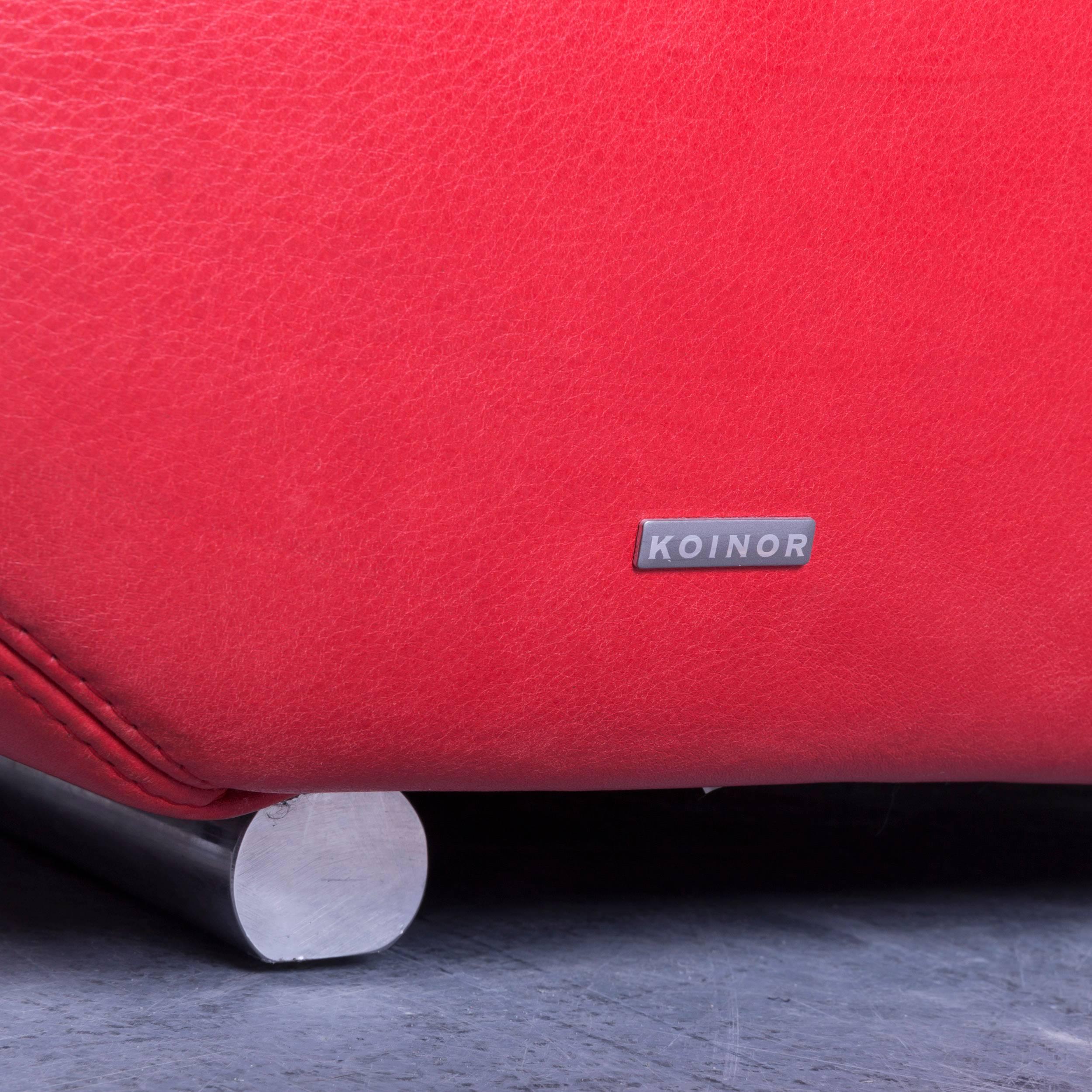 Koinor Perlen-Designer-Sofa Rote Leder-Dreisitzer-Kommode Made in Germany 1