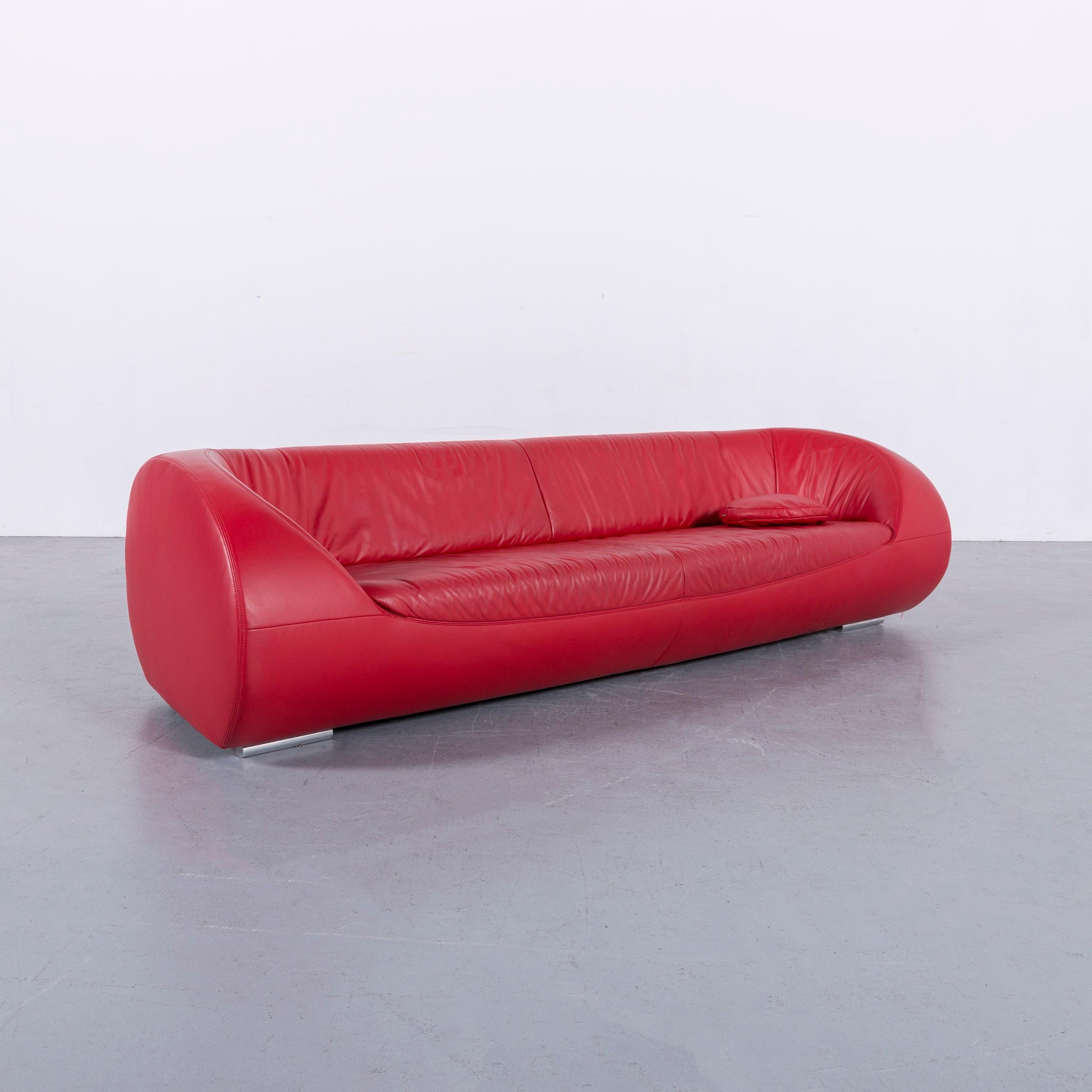 Koinor Pearl Leather Sofa Red Four-Seat Couch 1