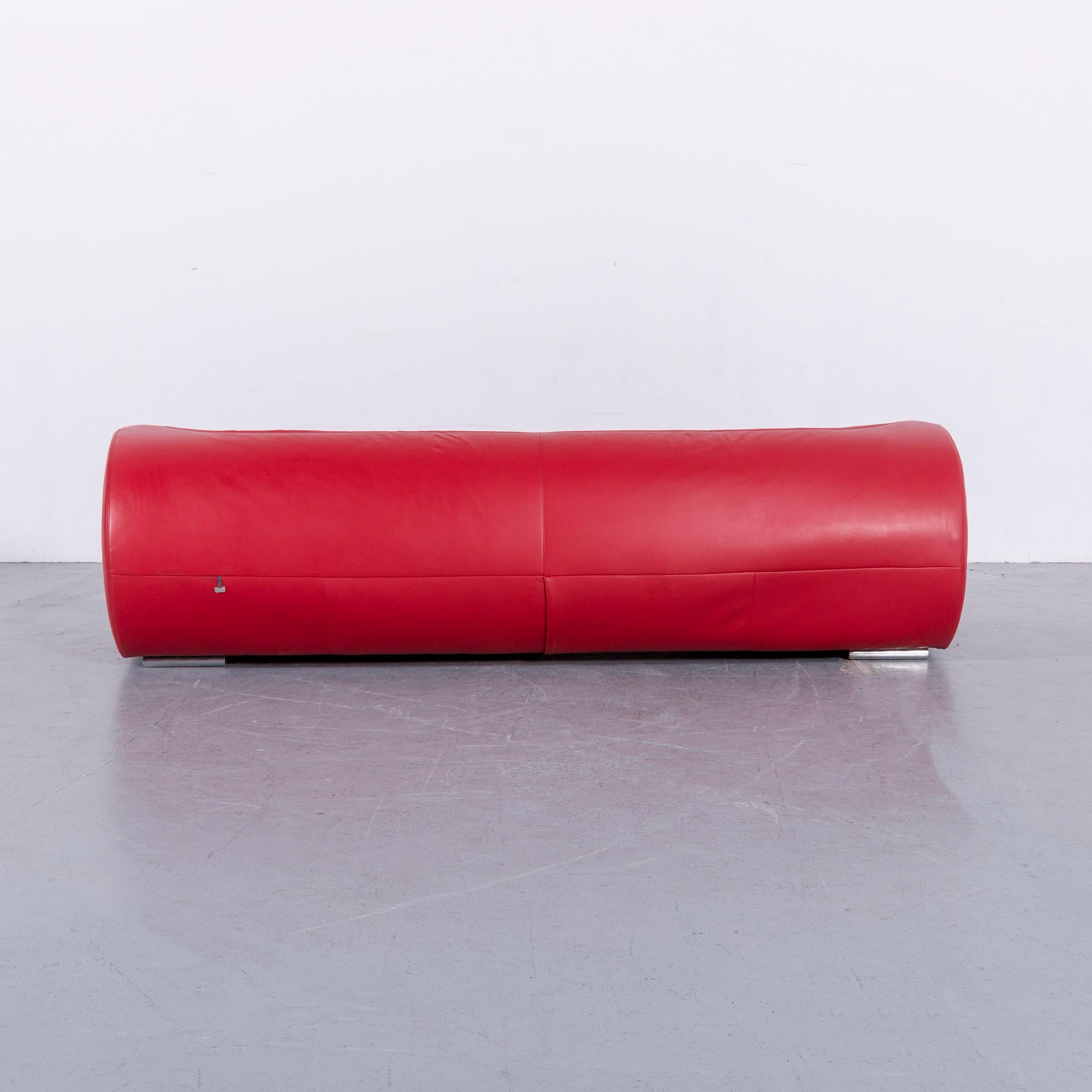 Koinor Pearl Leather Sofa Red Four-Seat Couch 3