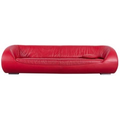 Koinor Pearl Leather Sofa Red Four-Seat Couch