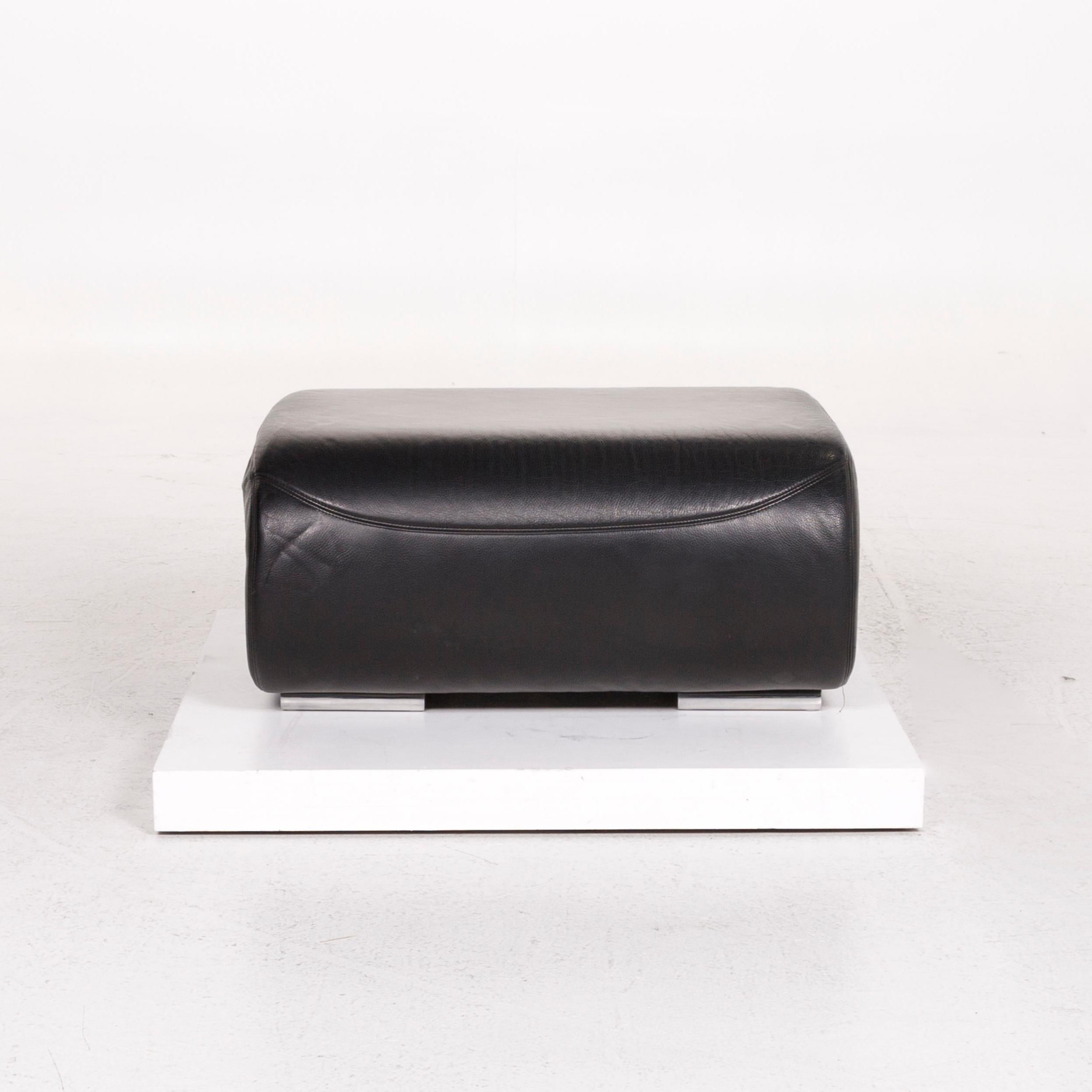 Koinor Pearl Leather Sofa Set Black 1 Three-Seat 1 Stool 5