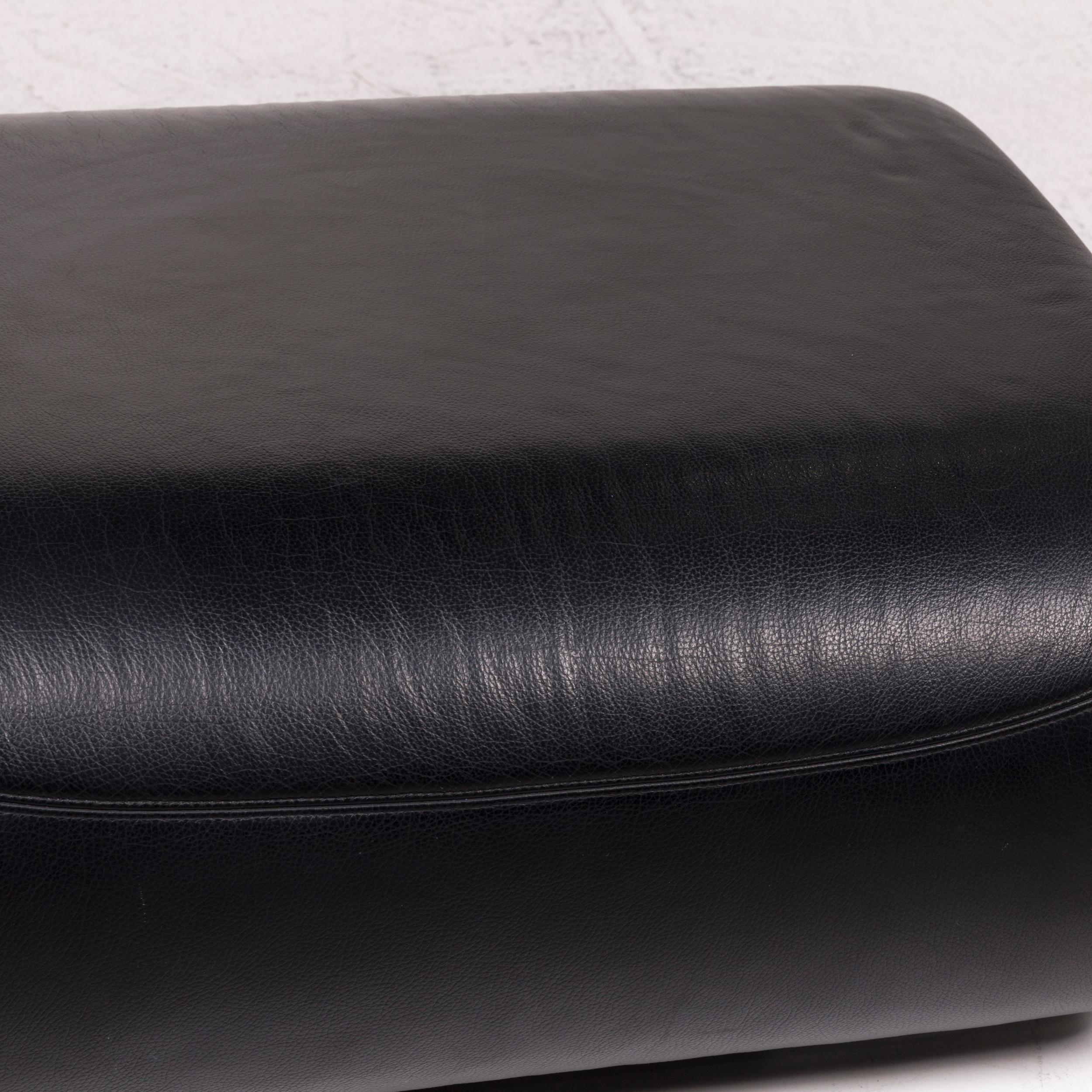 Modern Koinor Pearl Leather Sofa Set Black 1 Three-Seat 1 Stool