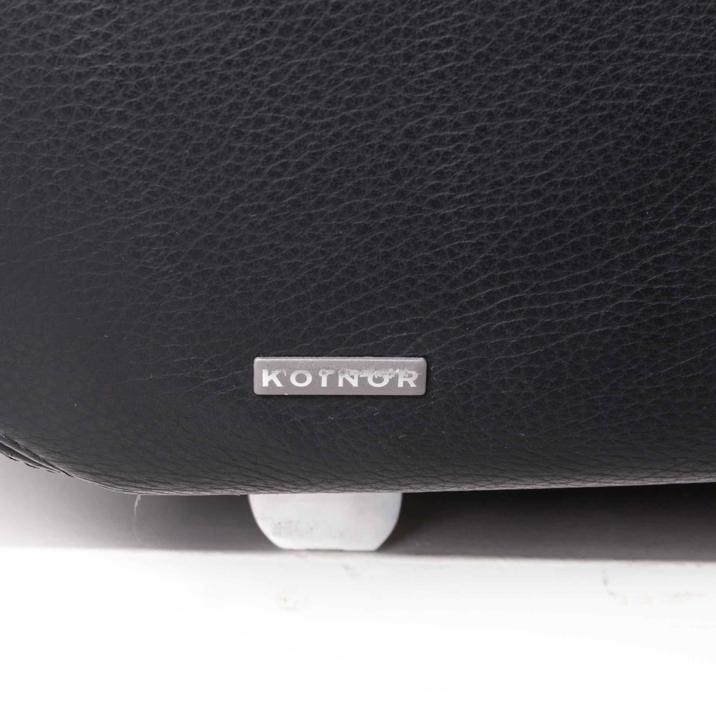 Contemporary Koinor Pearl Leather Sofa Set Black 1 Three-Seat 1 Stool