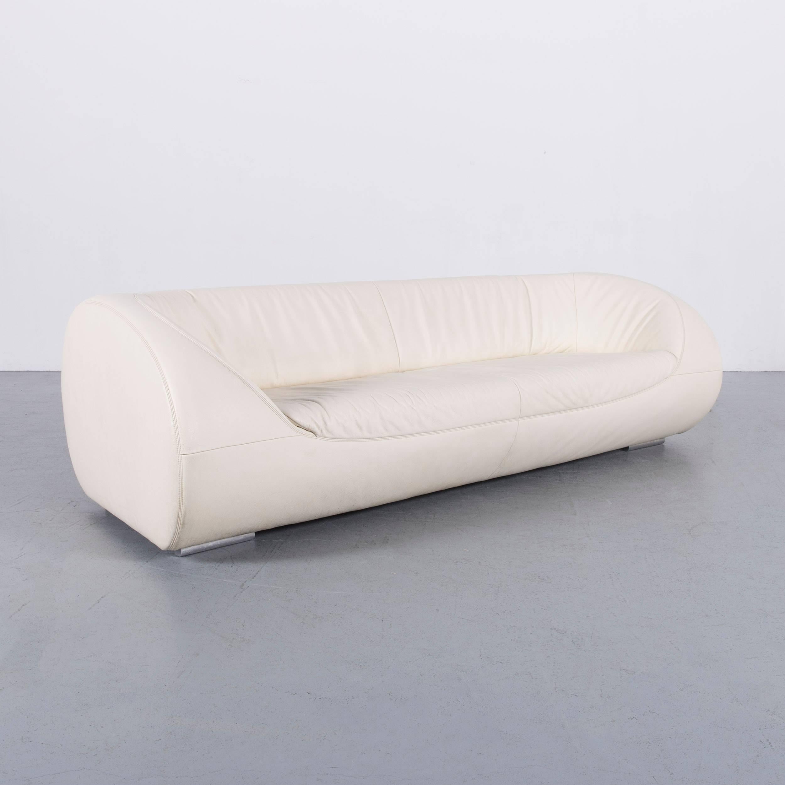 Koinor Perlen-Leder-Sofa Weiße Dreisitzer-Kommode 1