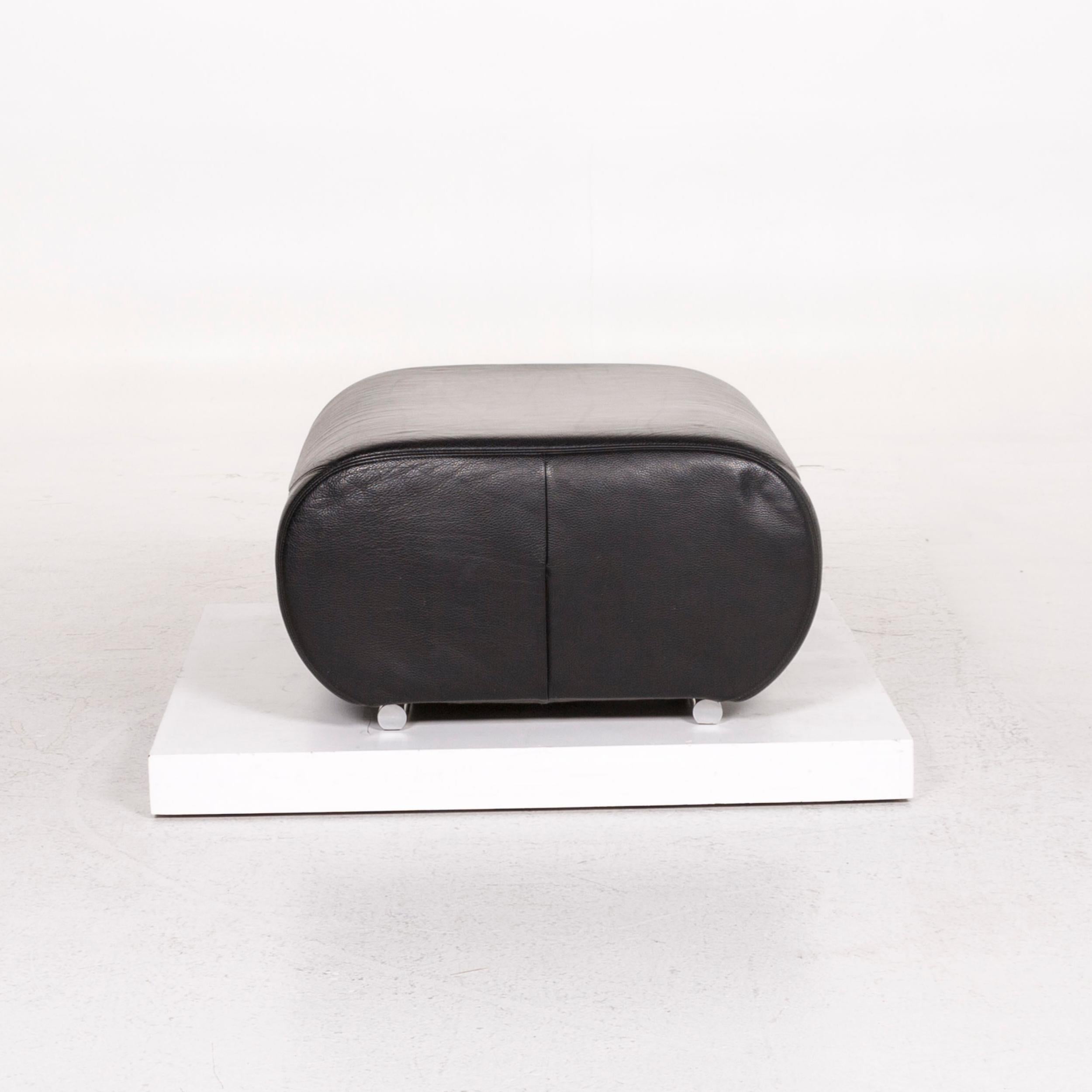 Contemporary Koinor Pearl Leather Stool Black Ottoman