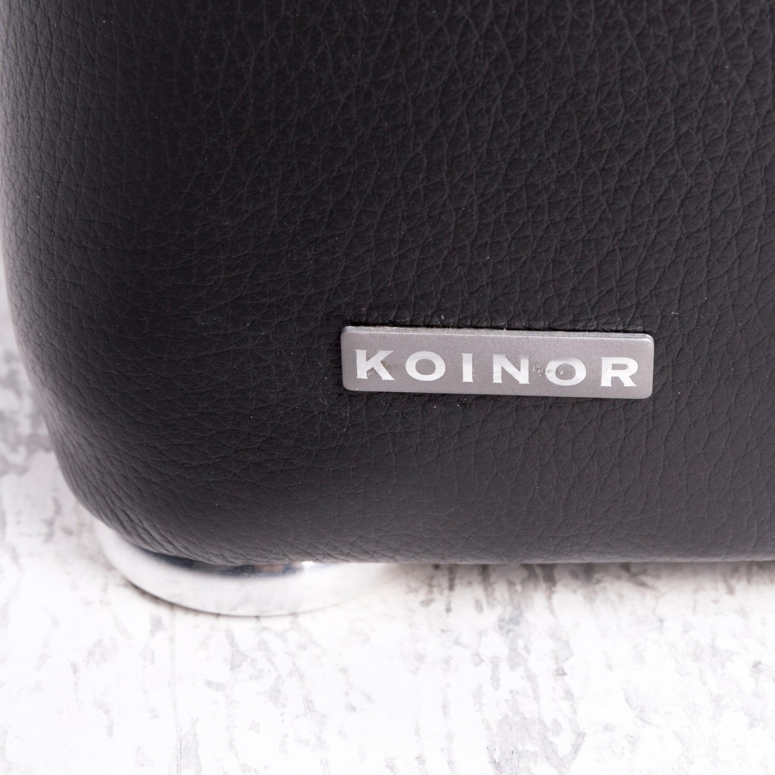 Contemporary Koinor Raoul Designer Leather Stool Black Genuine Leather Stool For Sale