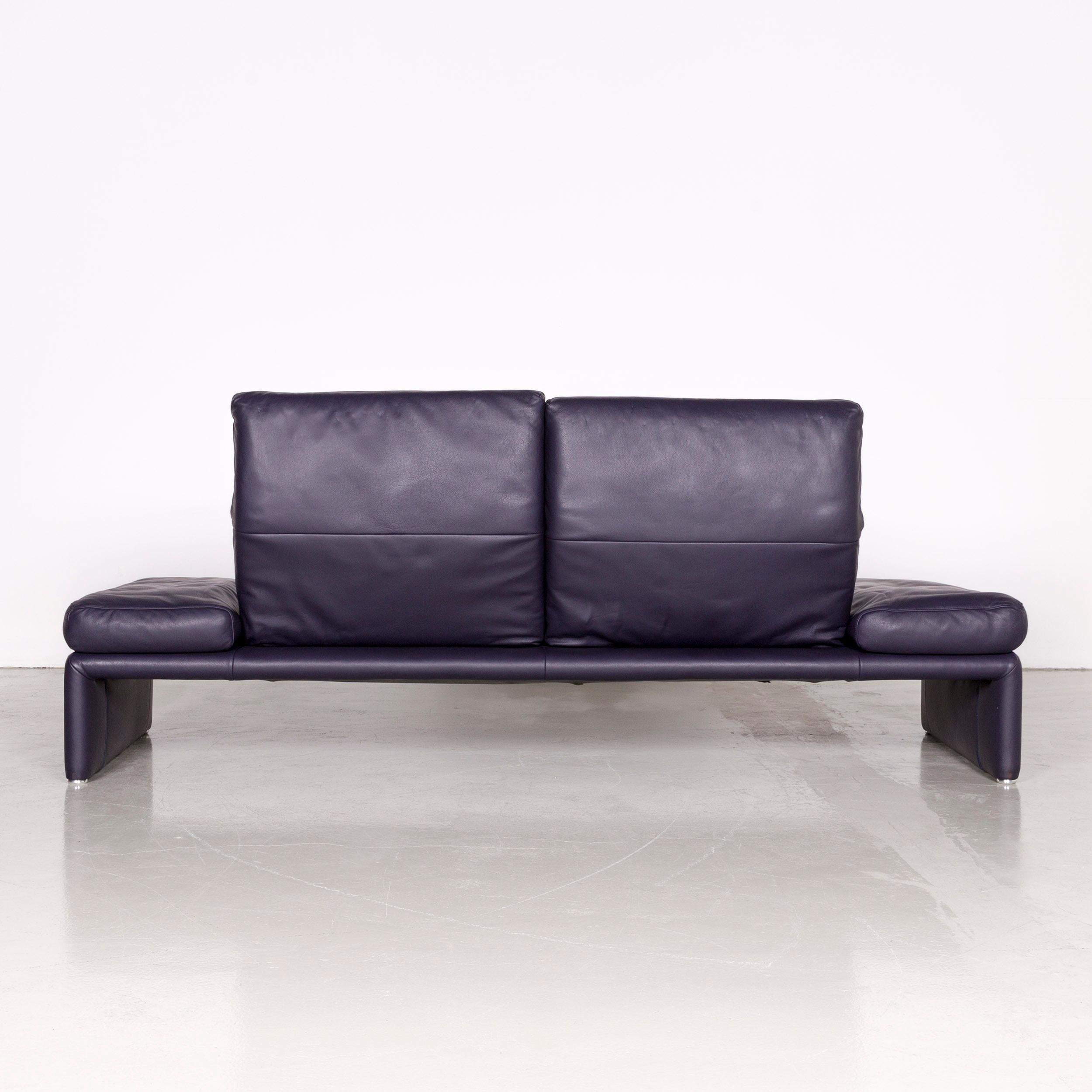 Koinor Raoul Designer Sofa Purple Leather Three-Seat Couch For Sale 2