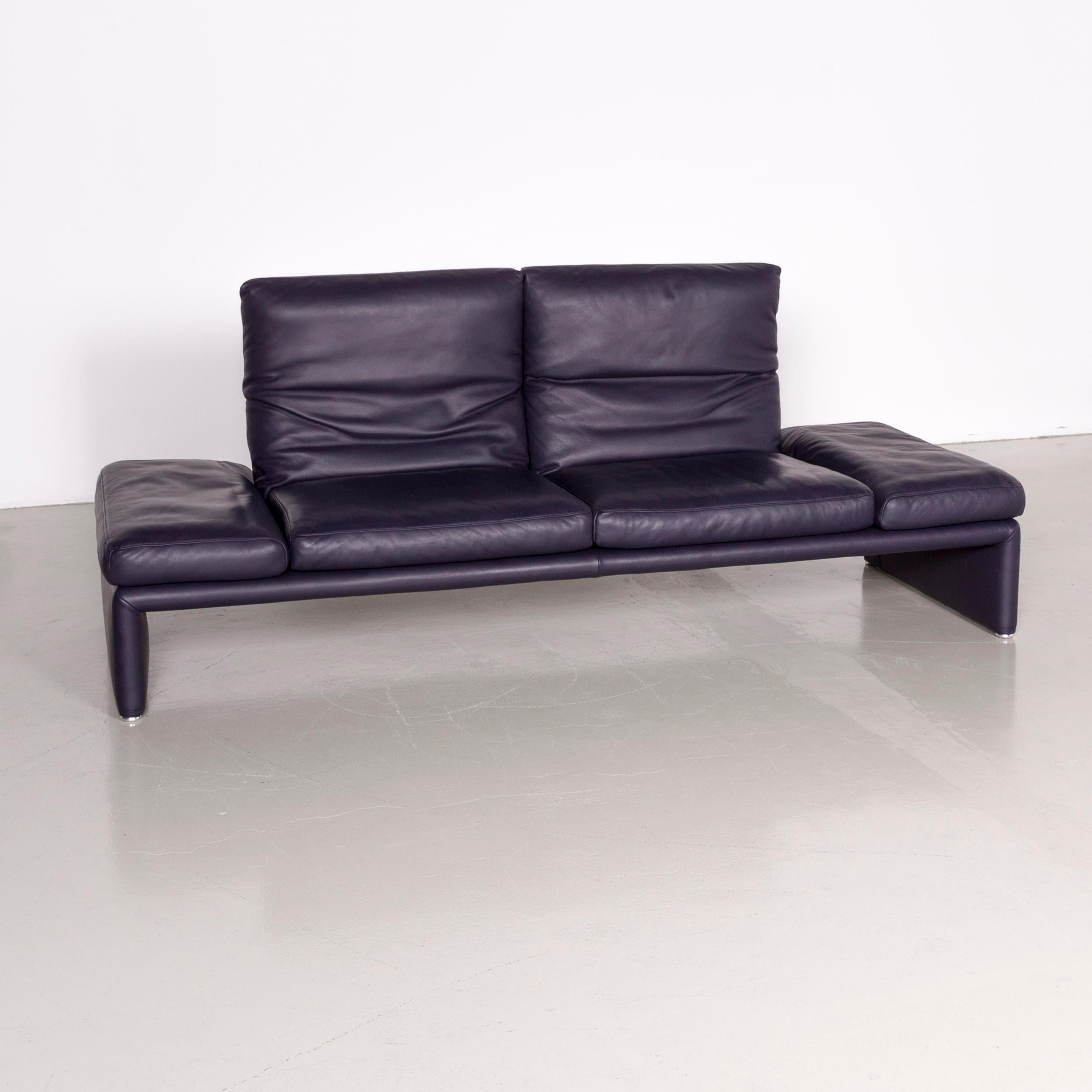 Koinor Raoul designer sofa purple leather three-seat couch.