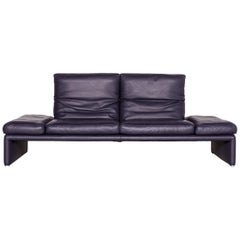 Koinor Raoul Designer Sofa Purple Leather Three-Seat Couch