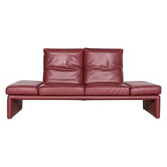 Koinor Raoul Designer Sofa Red Leather Three-Seat Couch