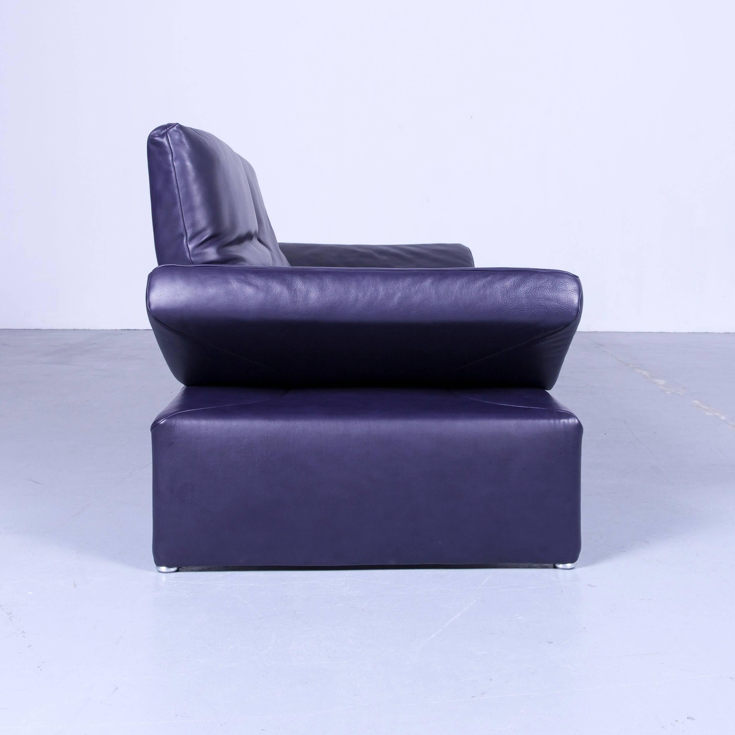 Koinor Raoul Designer Sofa Set Purple Eggplant Leather Three-Seat Couch 7