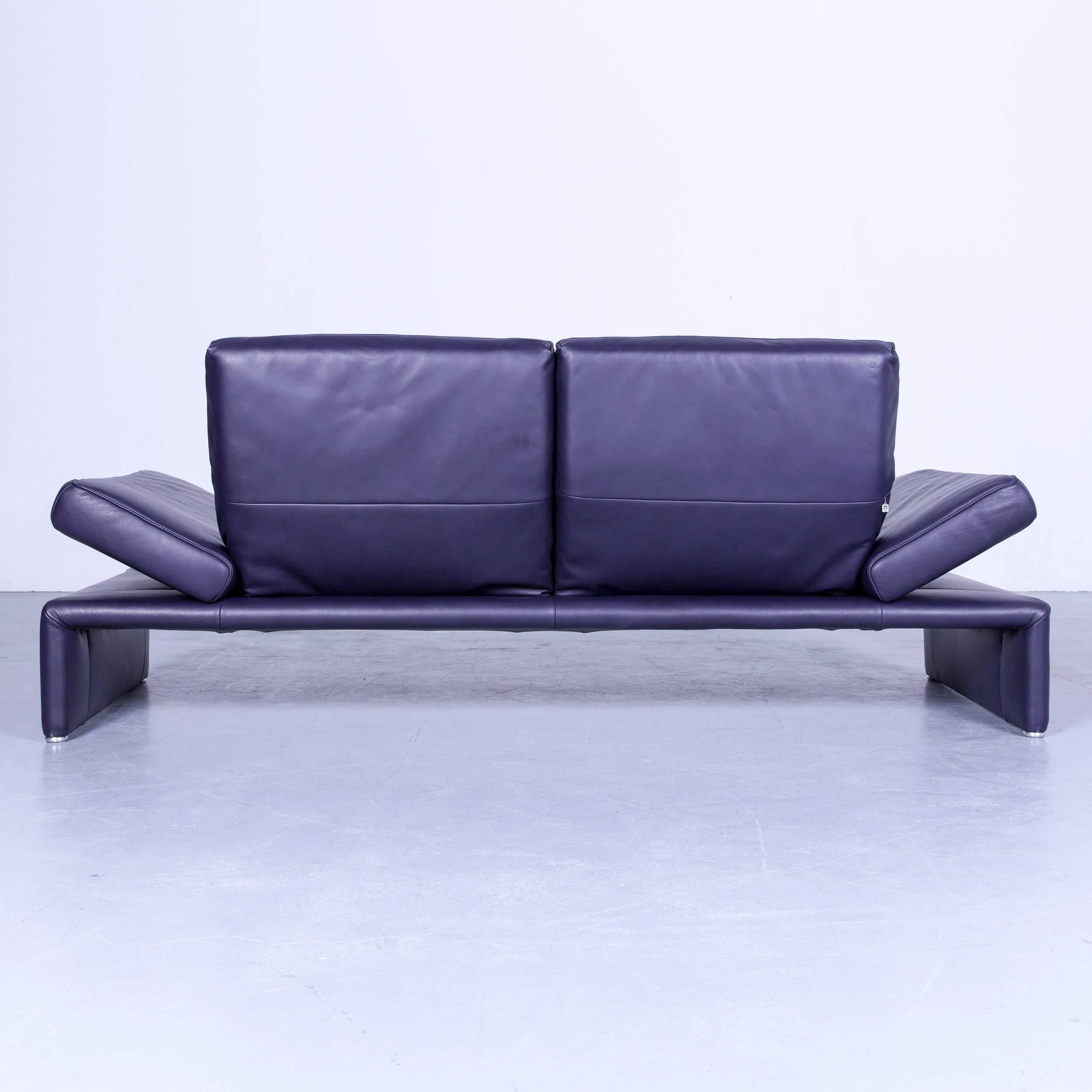 Koinor Raoul Designer Sofa Set Purple Eggplant Leather Three-Seat Couch 8