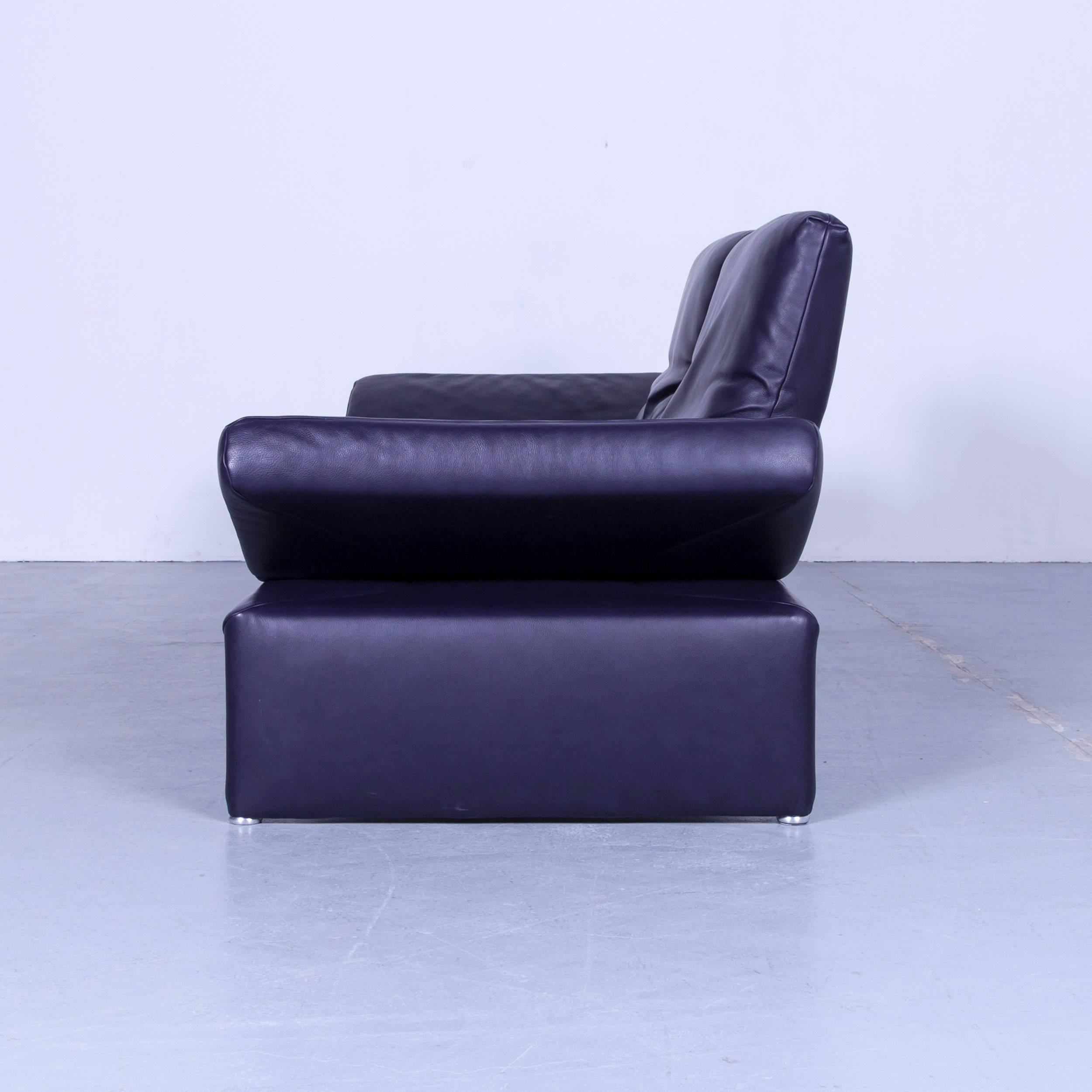 Koinor Raoul Designer Sofa Set Purple Eggplant Leather Three-Seat Couch 9