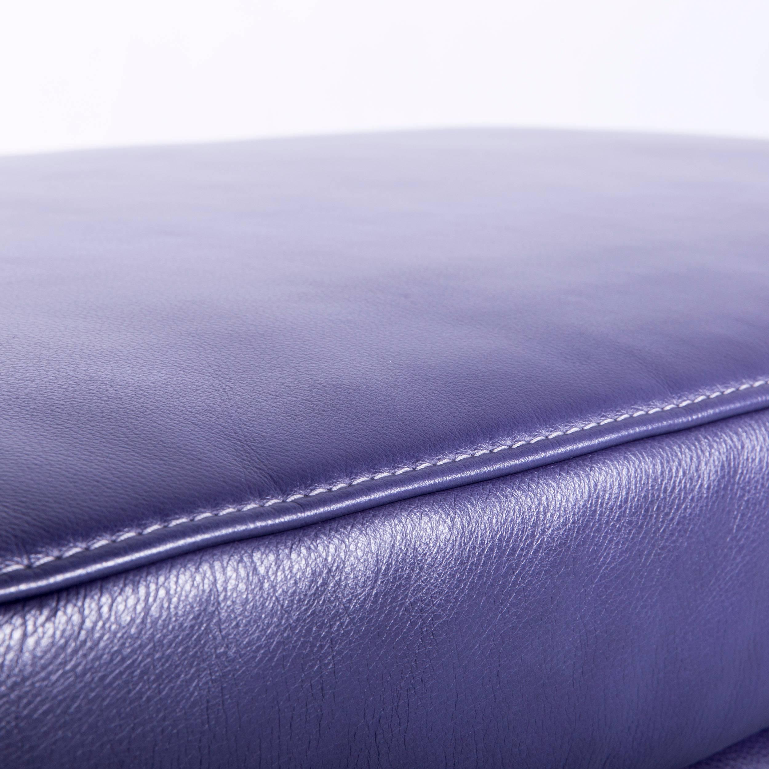 Koinor Raoul Designer Sofa Set Purple Eggplant Leather Three-Seat Couch 12