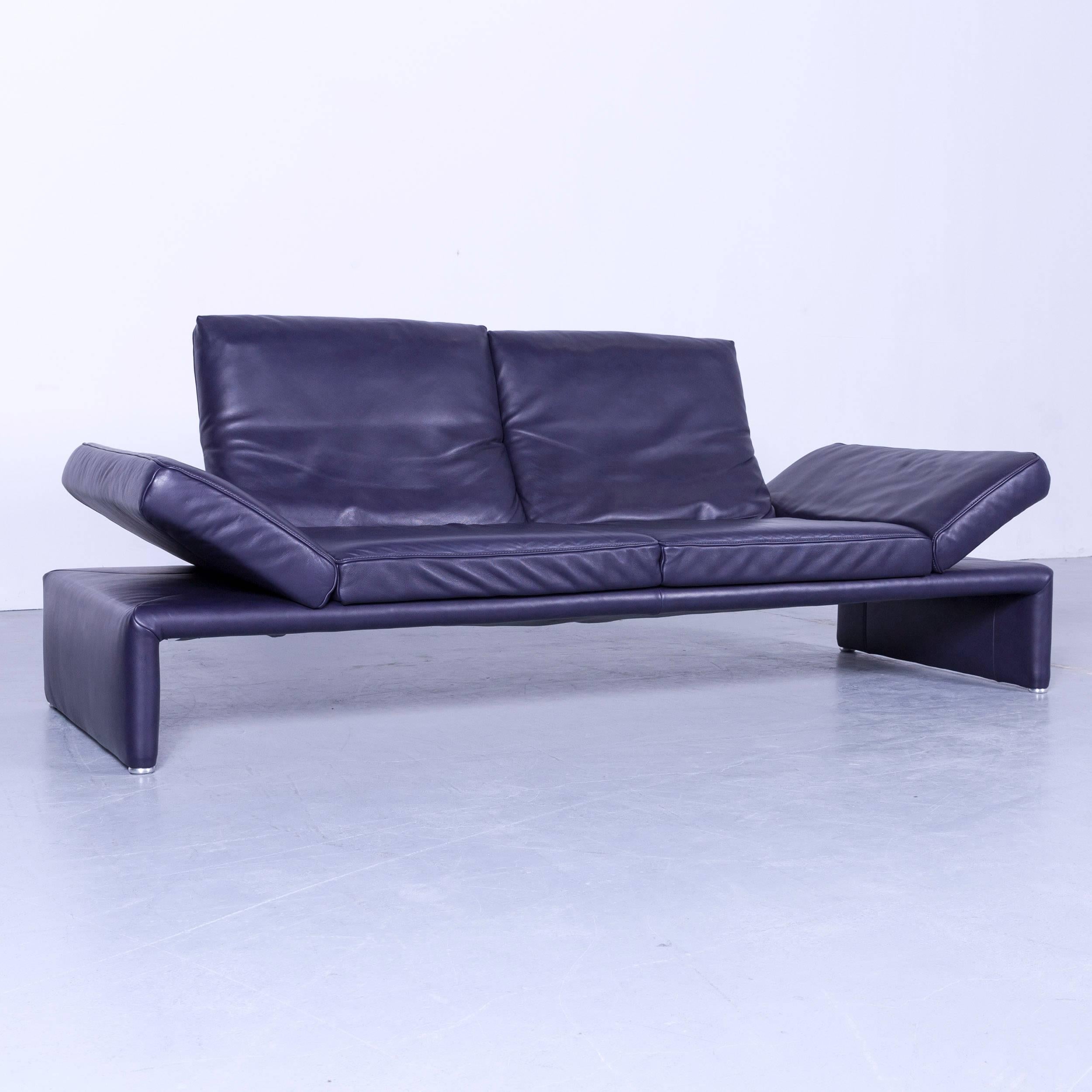 German Koinor Raoul Designer Sofa Set Purple Eggplant Leather Three-Seat Couch