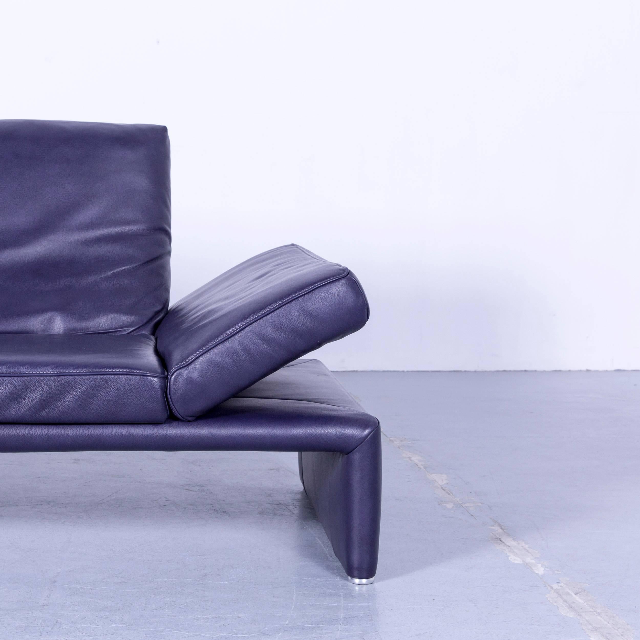 Contemporary Koinor Raoul Designer Sofa Set Purple Eggplant Leather Three-Seat Couch