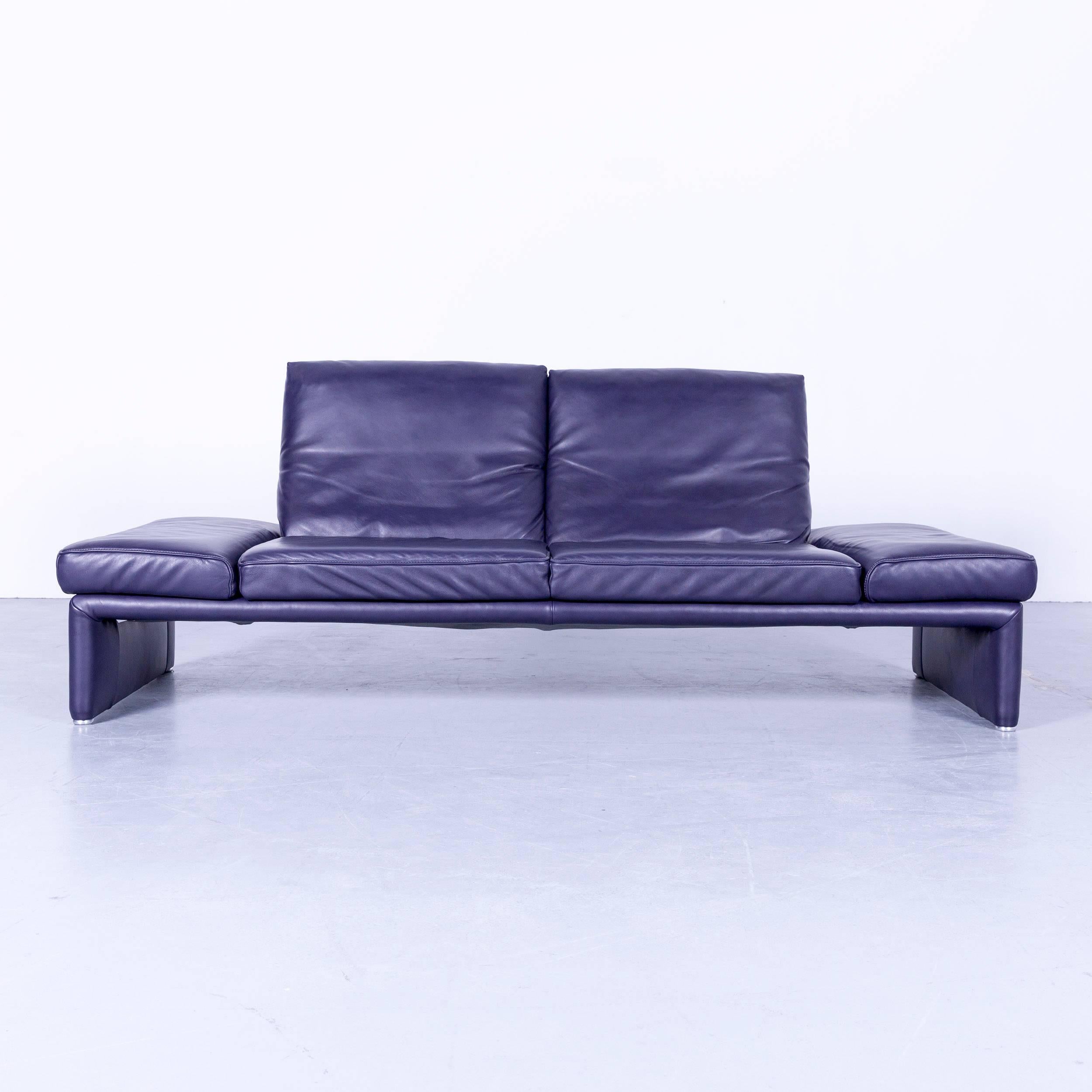 Koinor Raoul Designer Sofa Set Purple Eggplant Leather Three-Seat Couch 1