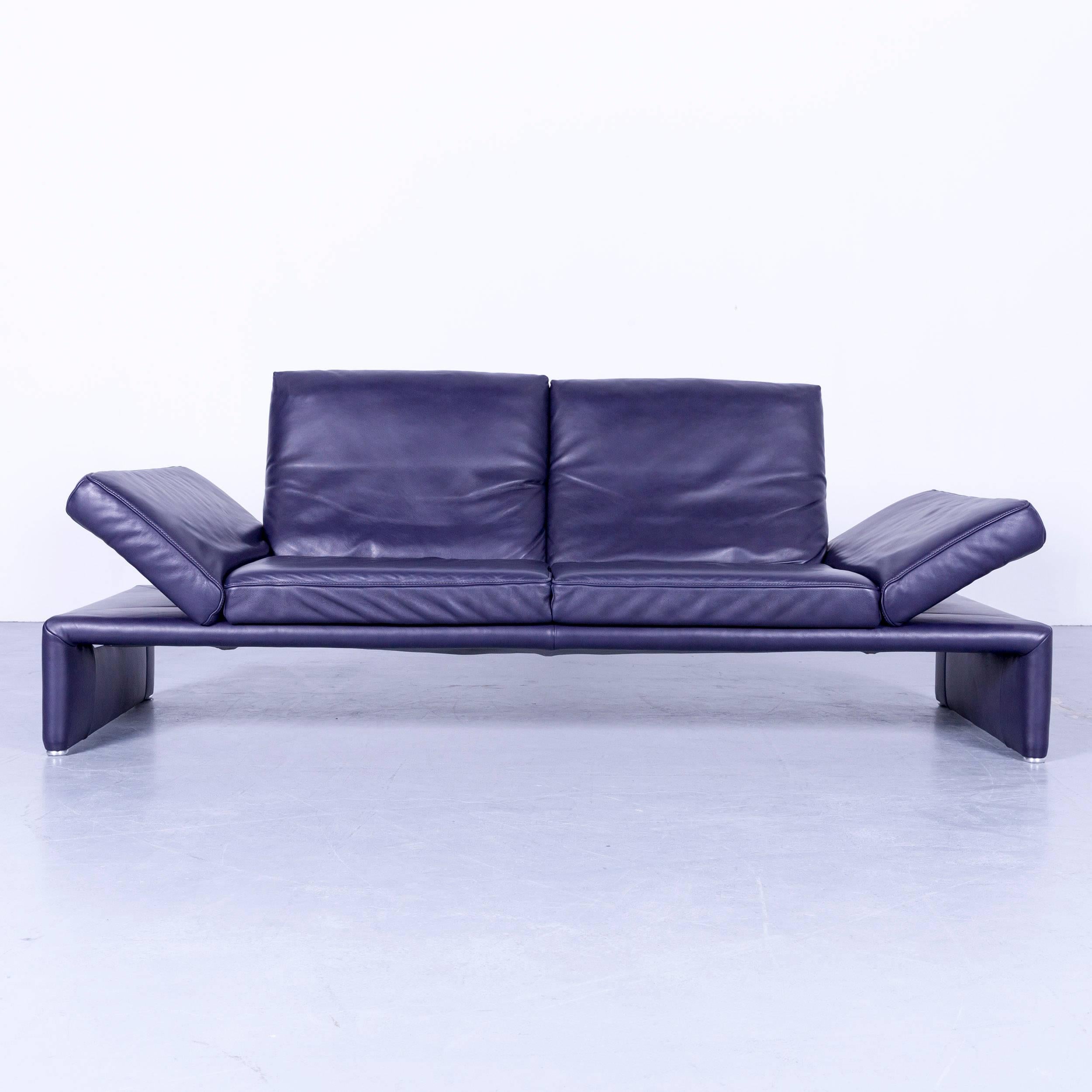 Koinor Raoul Designer Sofa Set Purple Eggplant Leather Three-Seat Couch 2