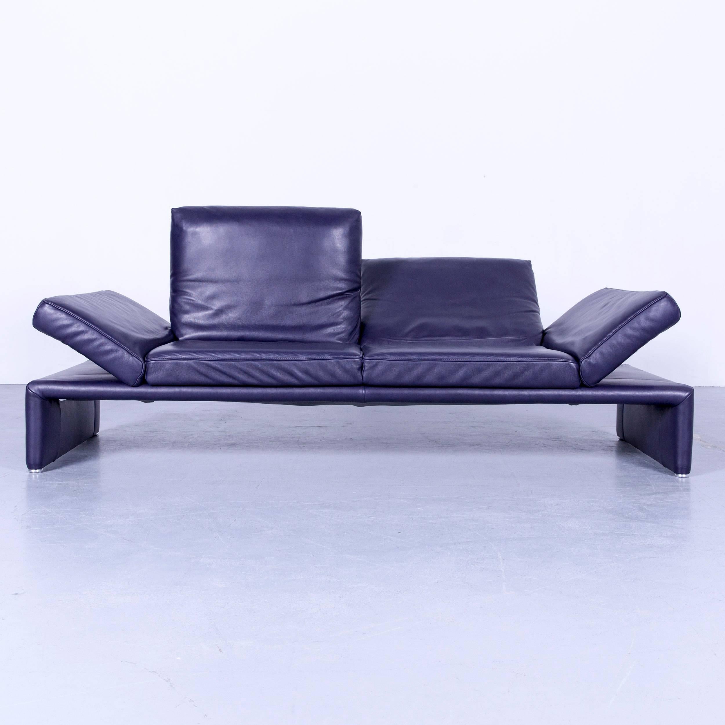 Koinor Raoul Designer Sofa Set Purple Eggplant Leather Three-Seat Couch 3