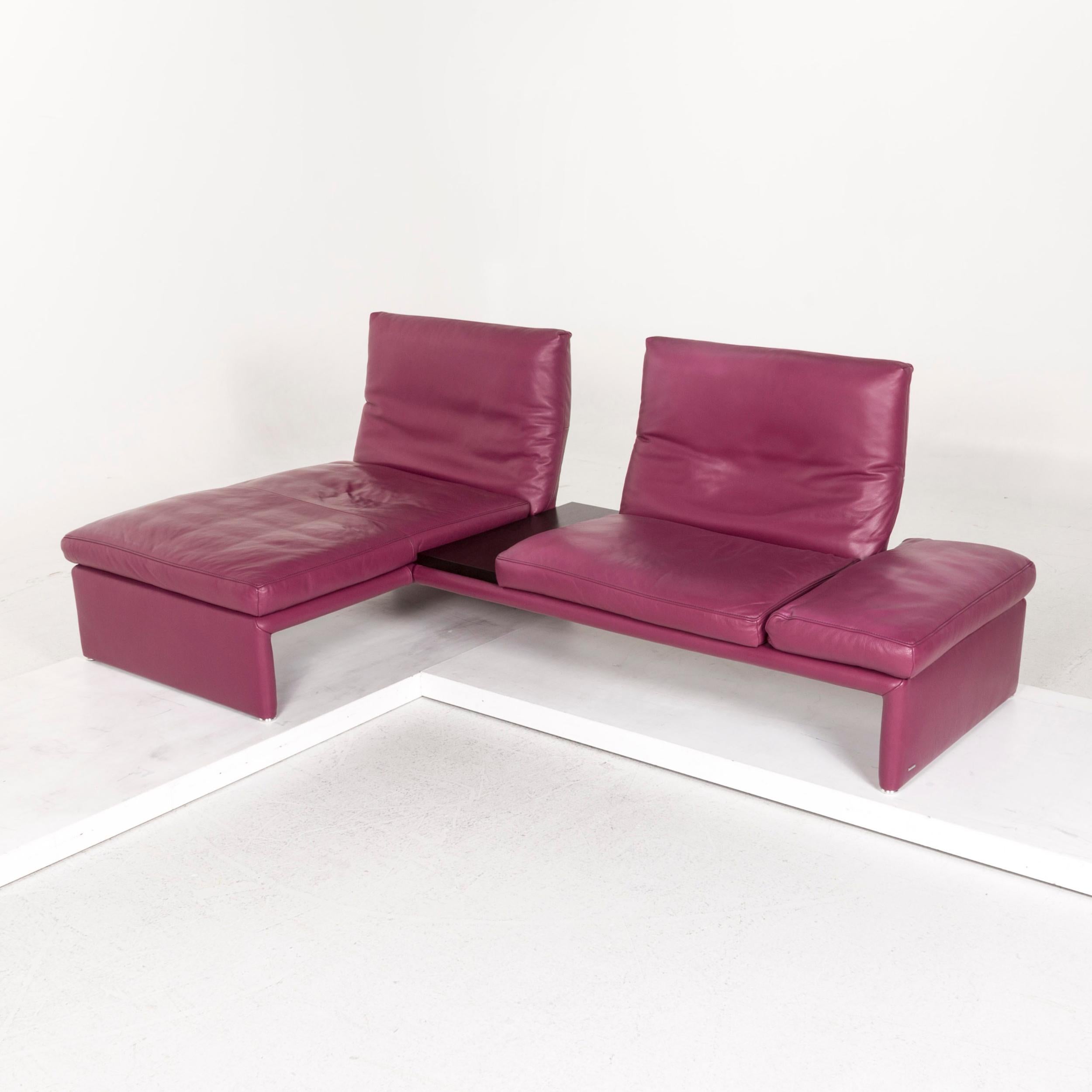 Koinor Raoul Leather Corner Sofa Purple Sofa Function Couch 1