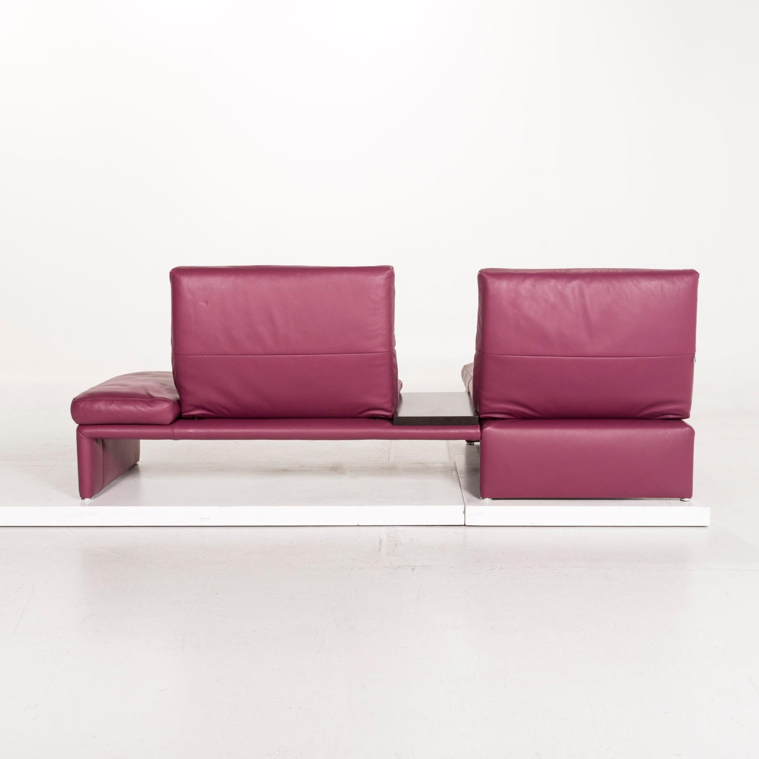 Koinor Raoul Leather Corner Sofa Purple Sofa Function Couch 3