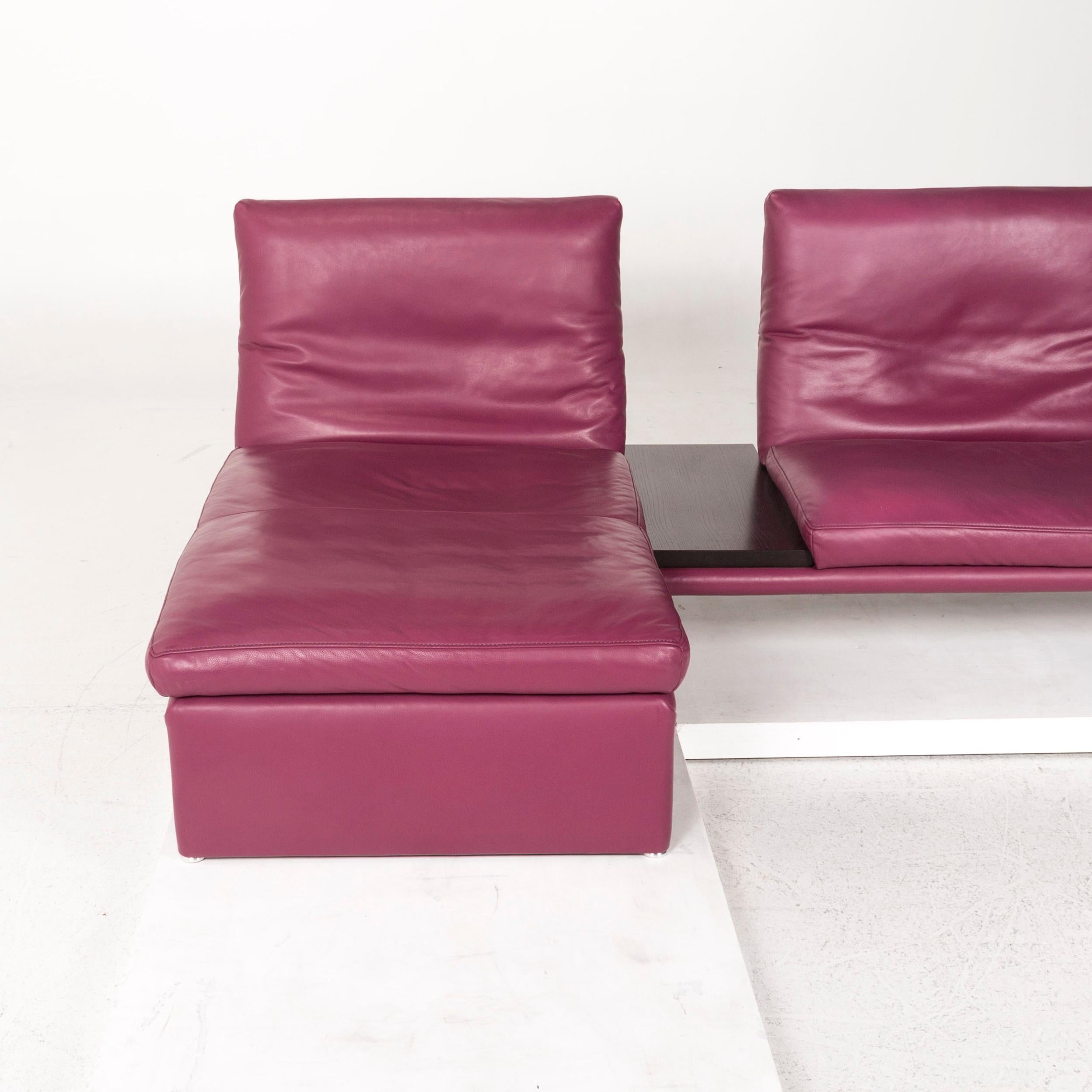 Koinor Raoul Leather Corner Sofa Purple Sofa Function Couch In Good Condition In Cologne, DE