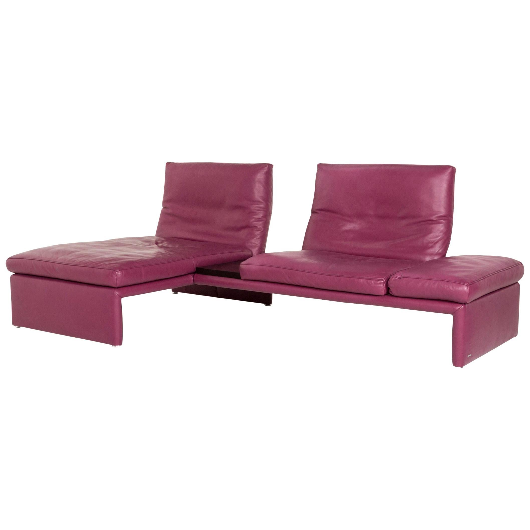 Koinor Raoul Leather Corner Sofa Purple Sofa Function Couch