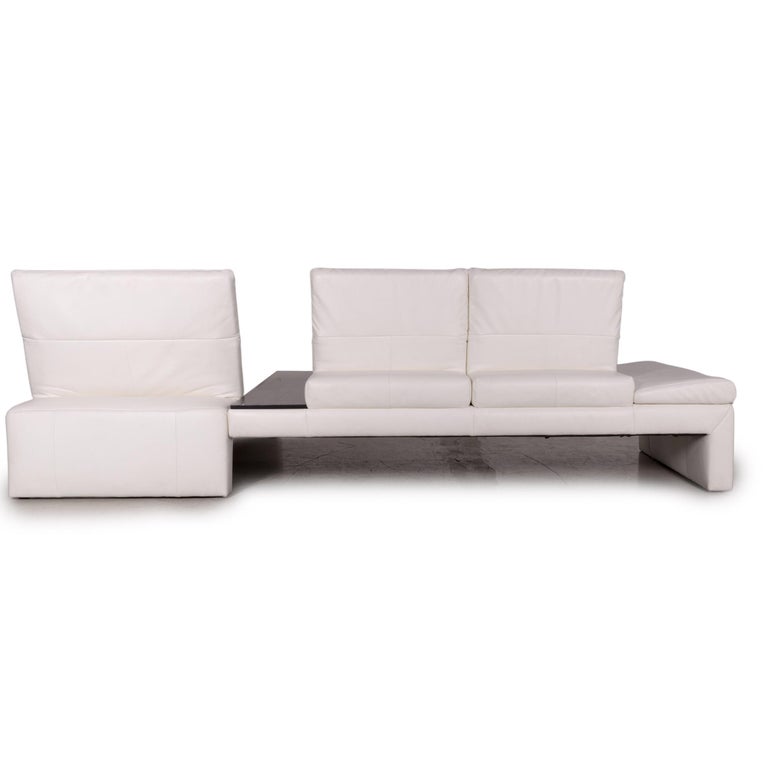 Koinor Raoul Leather Corner Sofa White Function Sofa Couch at 1stDibs